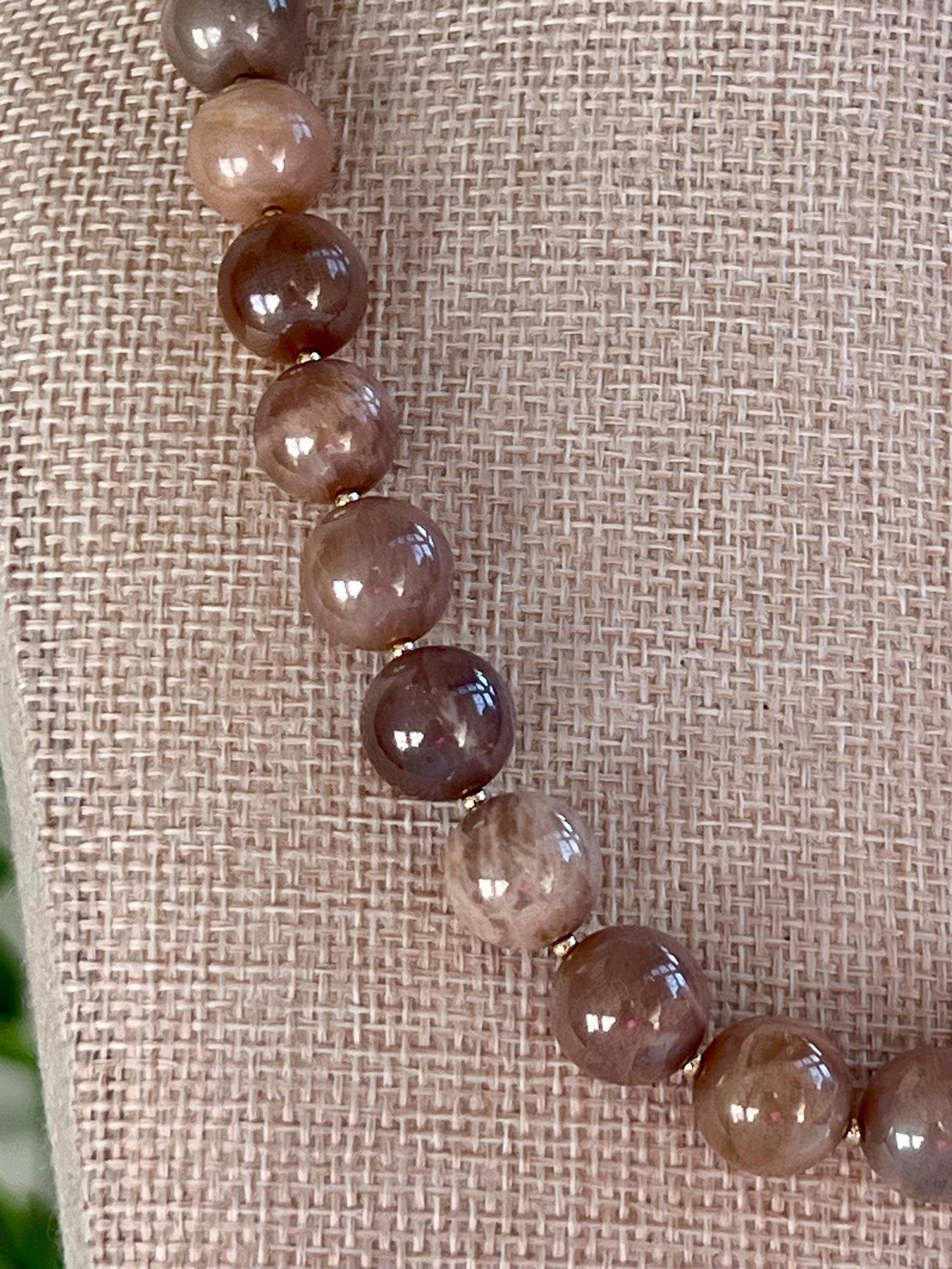 Peach Moonstone Beaded Necklace