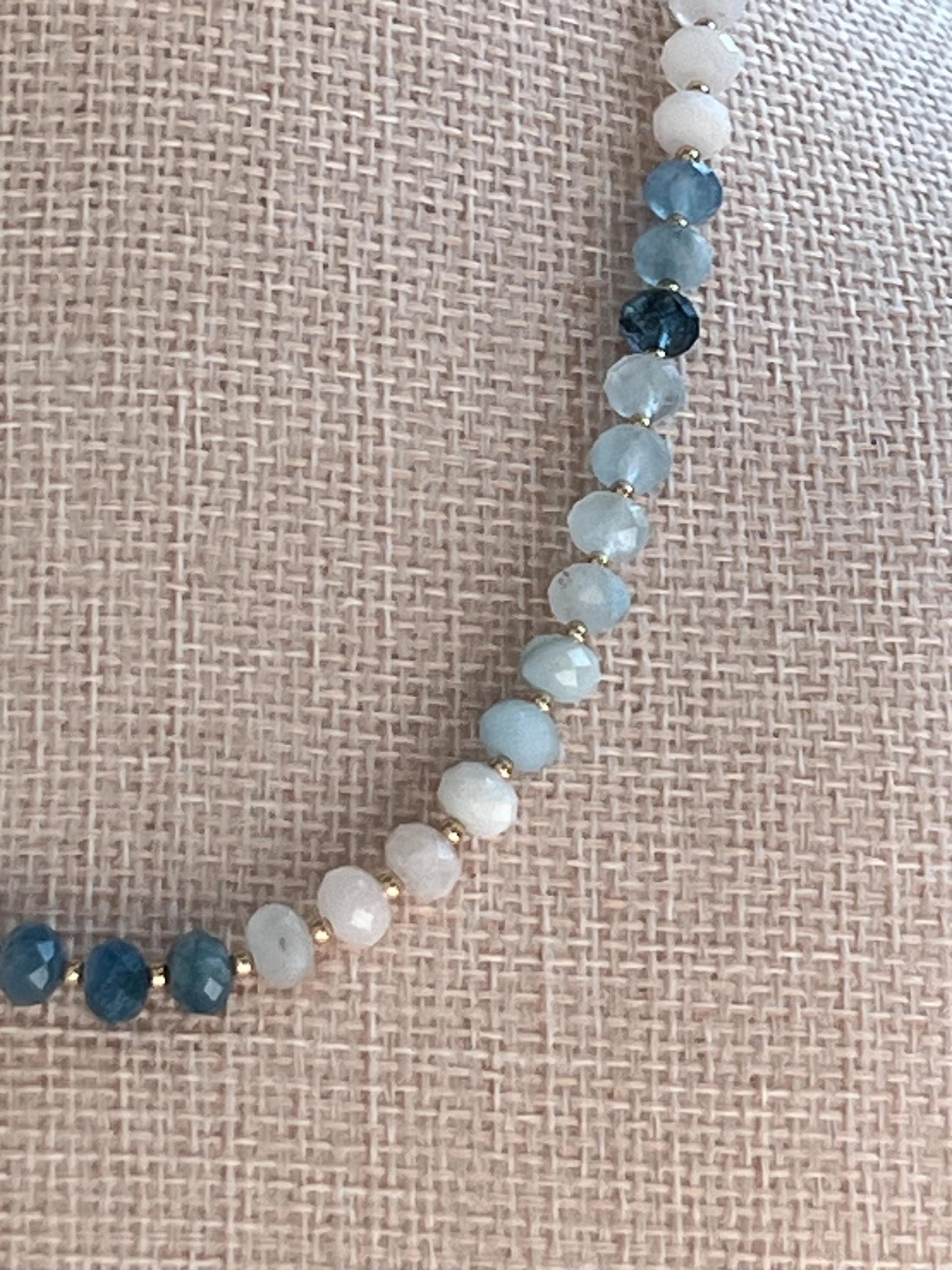 Aquamarine Beaded Necklace 18k Gold Filled Clasp 4x6mm Faceted Rondelle Aquamarine Stones Natural Aquamarine Faceted Statement Necklace