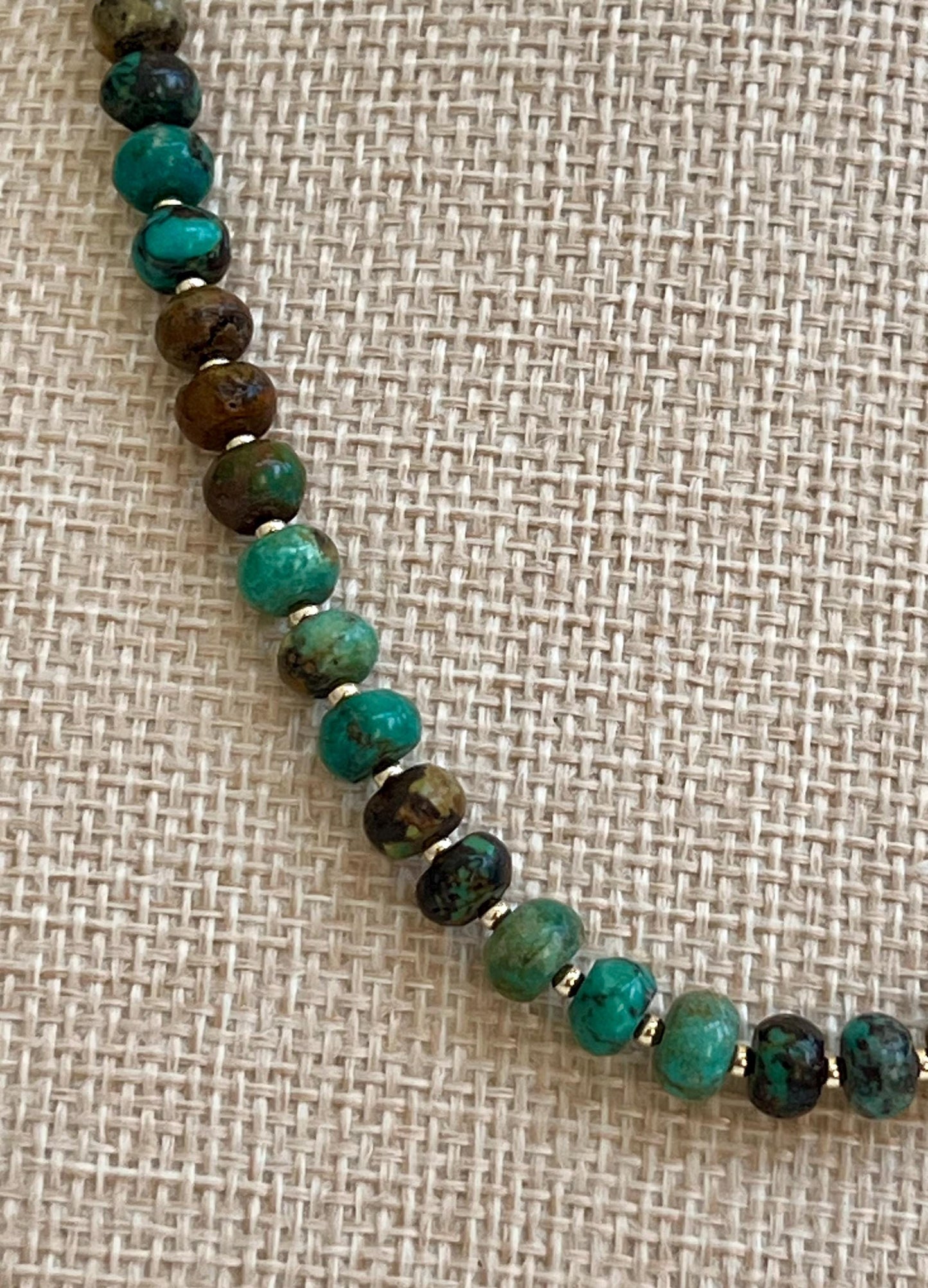 Turquoise Beaded Necklace 18k Gold Filled Clasp/Beads Natural Gemstone Layering Beaded Necklace Gorgeous 4x6mm Smooth Rondelle Stones