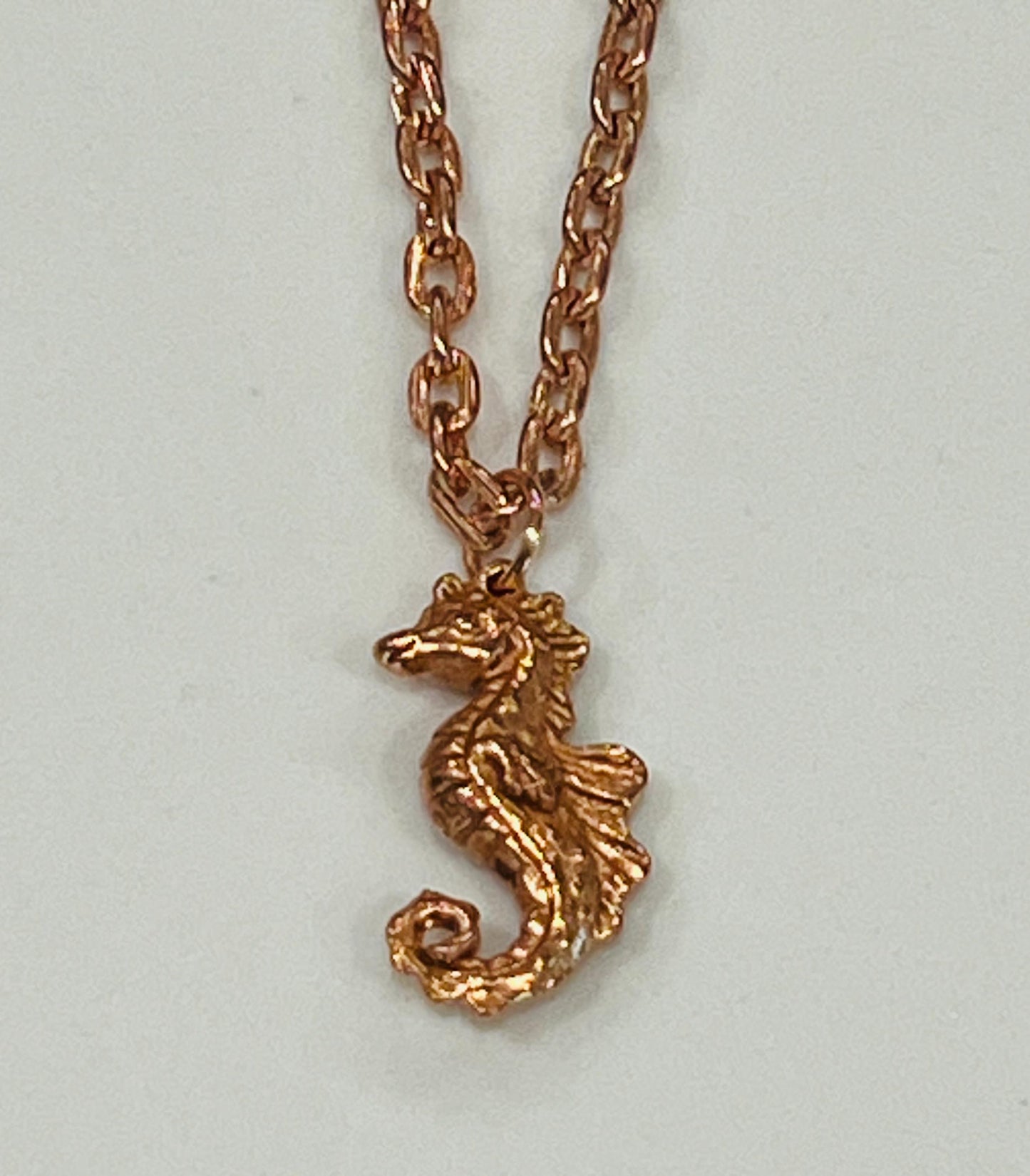 Rose Gold Layering Necklace with Seahorse Pendant Gorgeous Layering Statement Sea Creature Necklace Green Girl Studios Rose Gold Chain