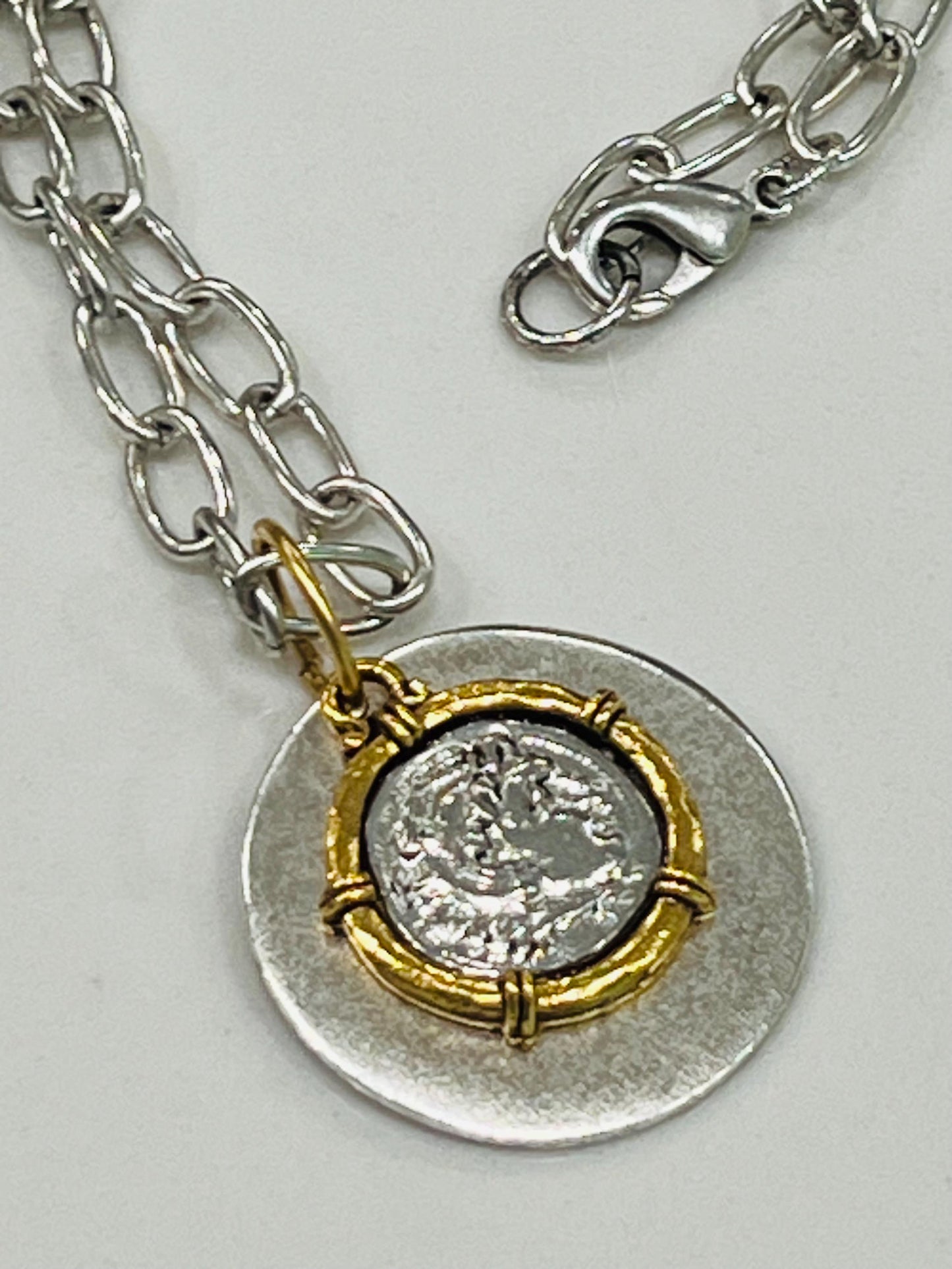 Silver and Gold Large Link Chain Necklace