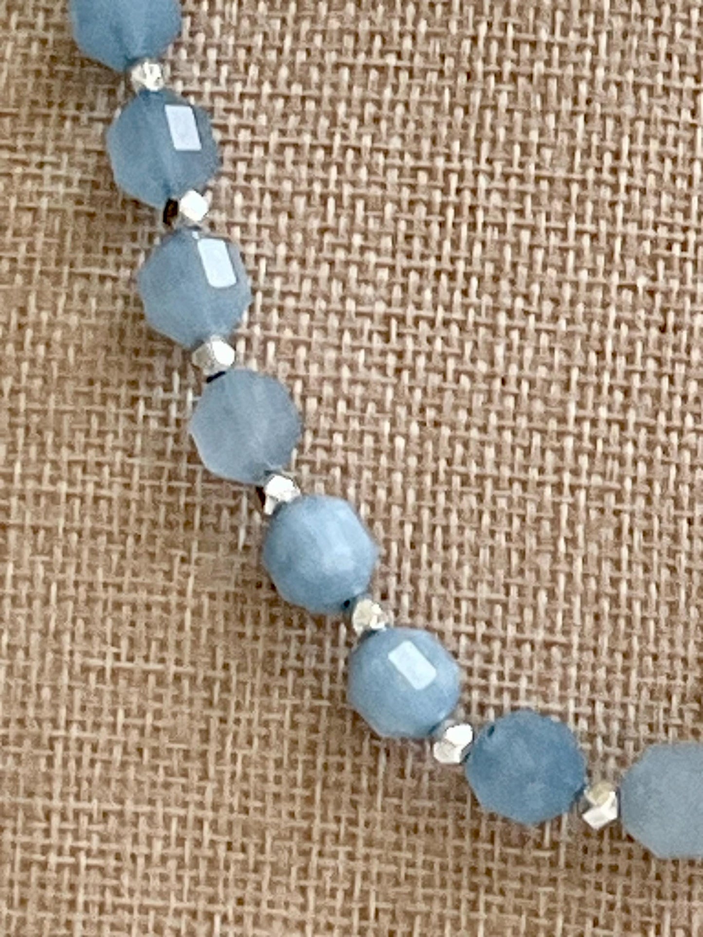 Aquamarine Beaded Necklace Silver Toggle/Beads 9x10mm Faceted Aquamarine Prism Cut Stones Natural Aquamarine Faceted Statement Necklace