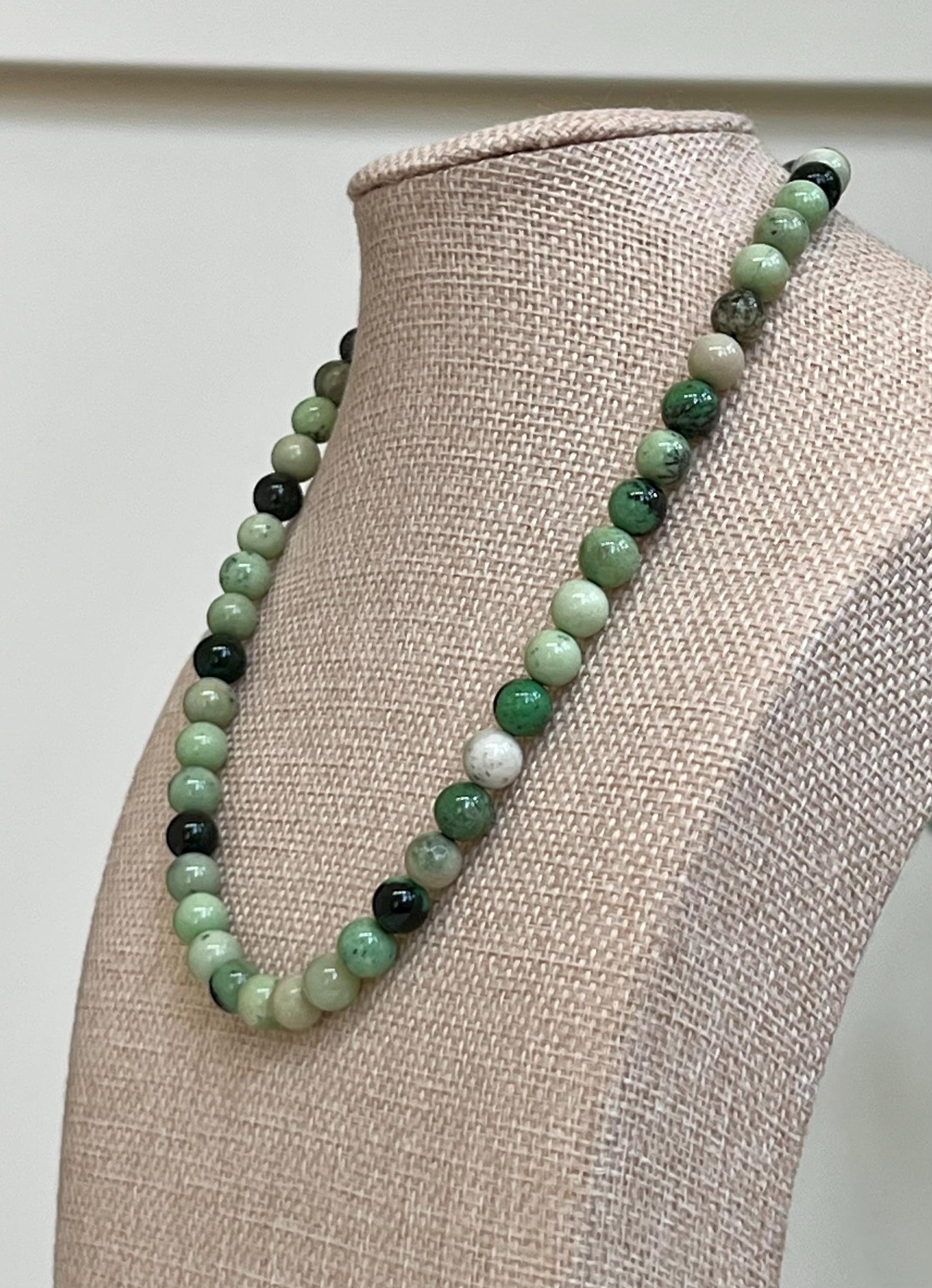 Hydrogrossular Garnet Beaded Necklace with 18k Gold Filled Clasp Gorgeous Green Hues Natural Garnet Statement Necklace 8mm Smooth Round