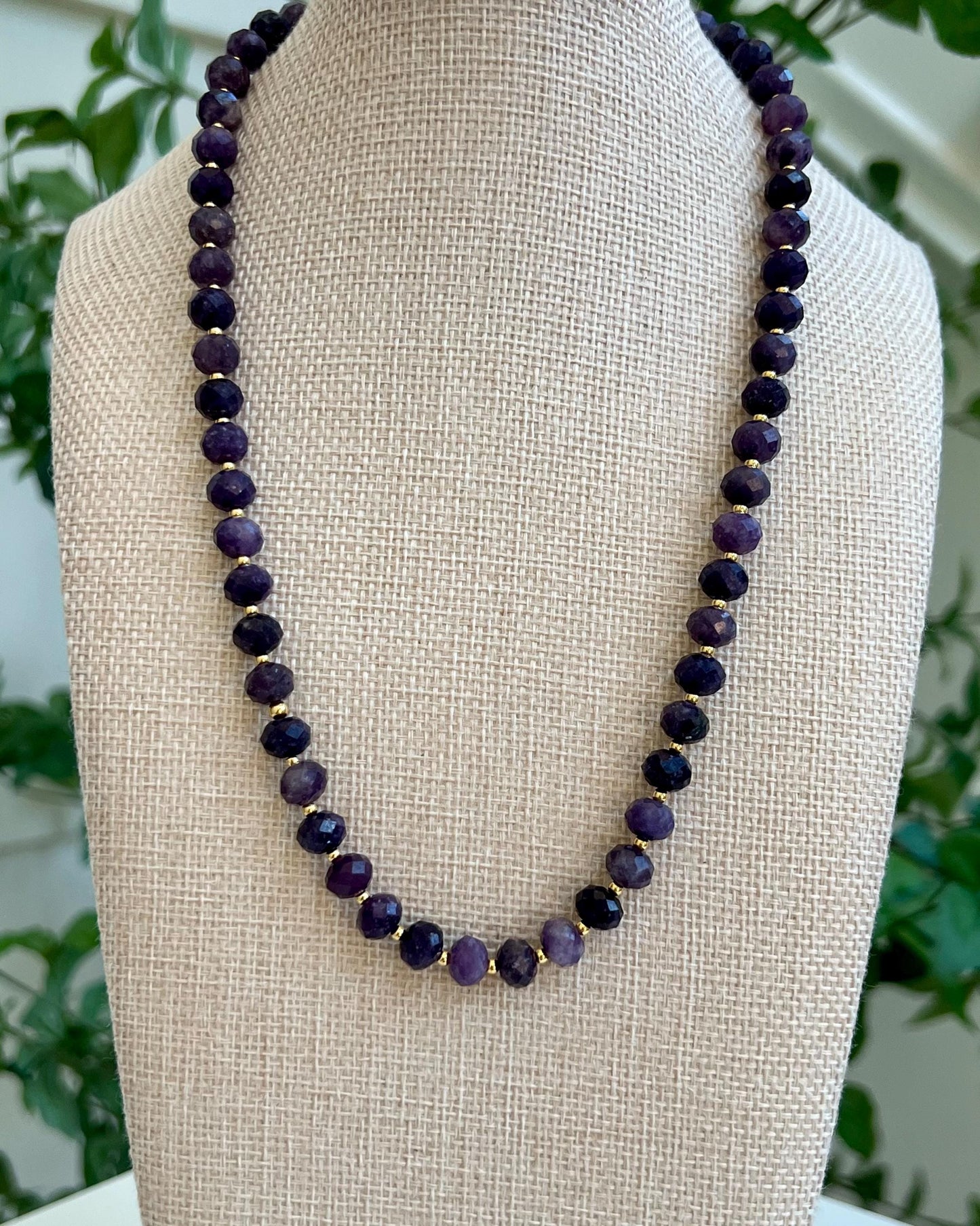 Dark Lepidolite Beaded Necklace