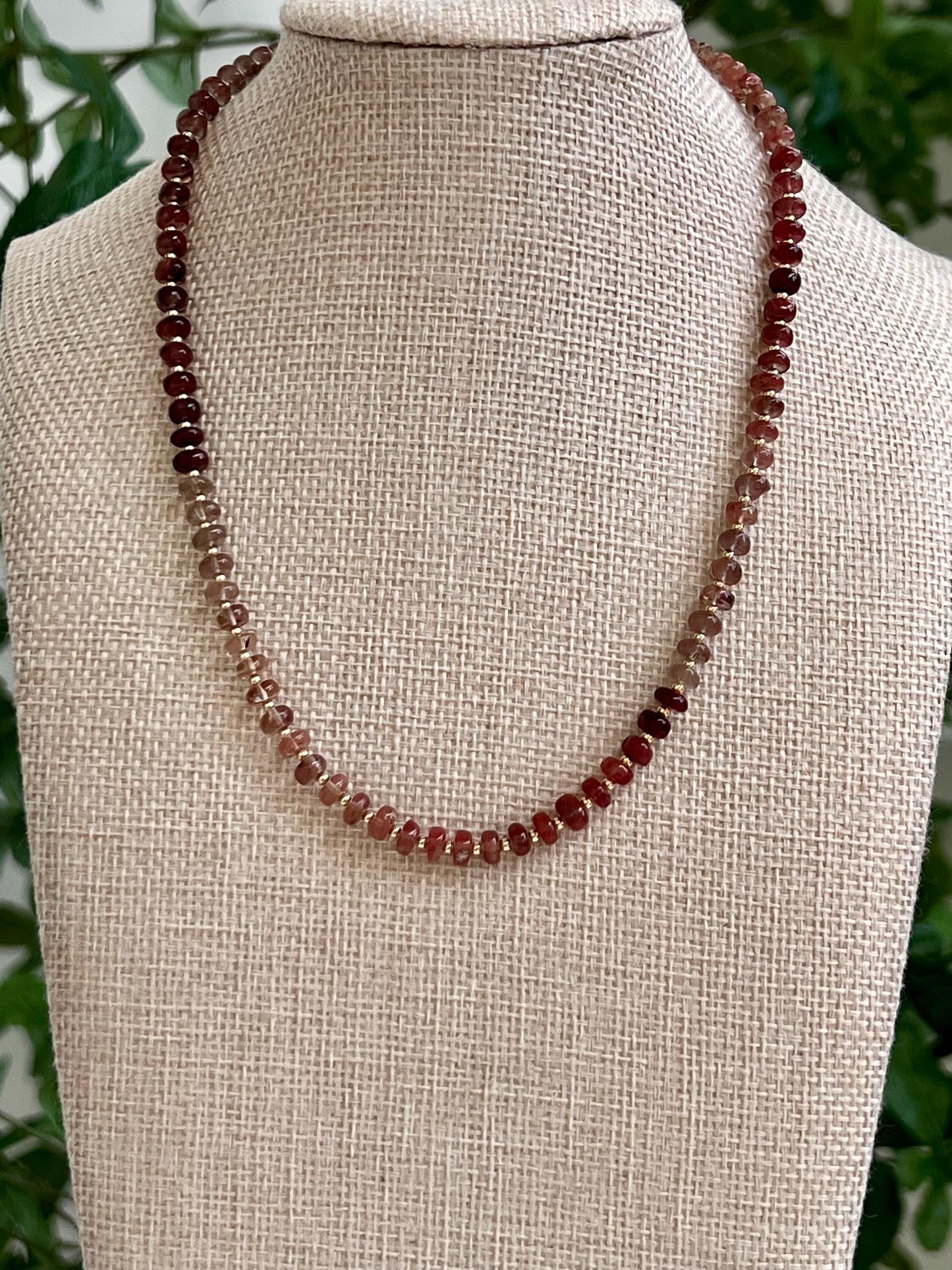 Andesine Labradorite Beaded Necklace with 18k Gold Filled Clasp/Accent Beads 5.5mm Smooth Rondelle Gradient Color Labradorite Stones