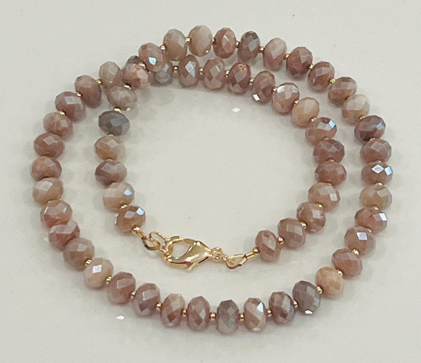 Peach Moonstone Beaded Necklace