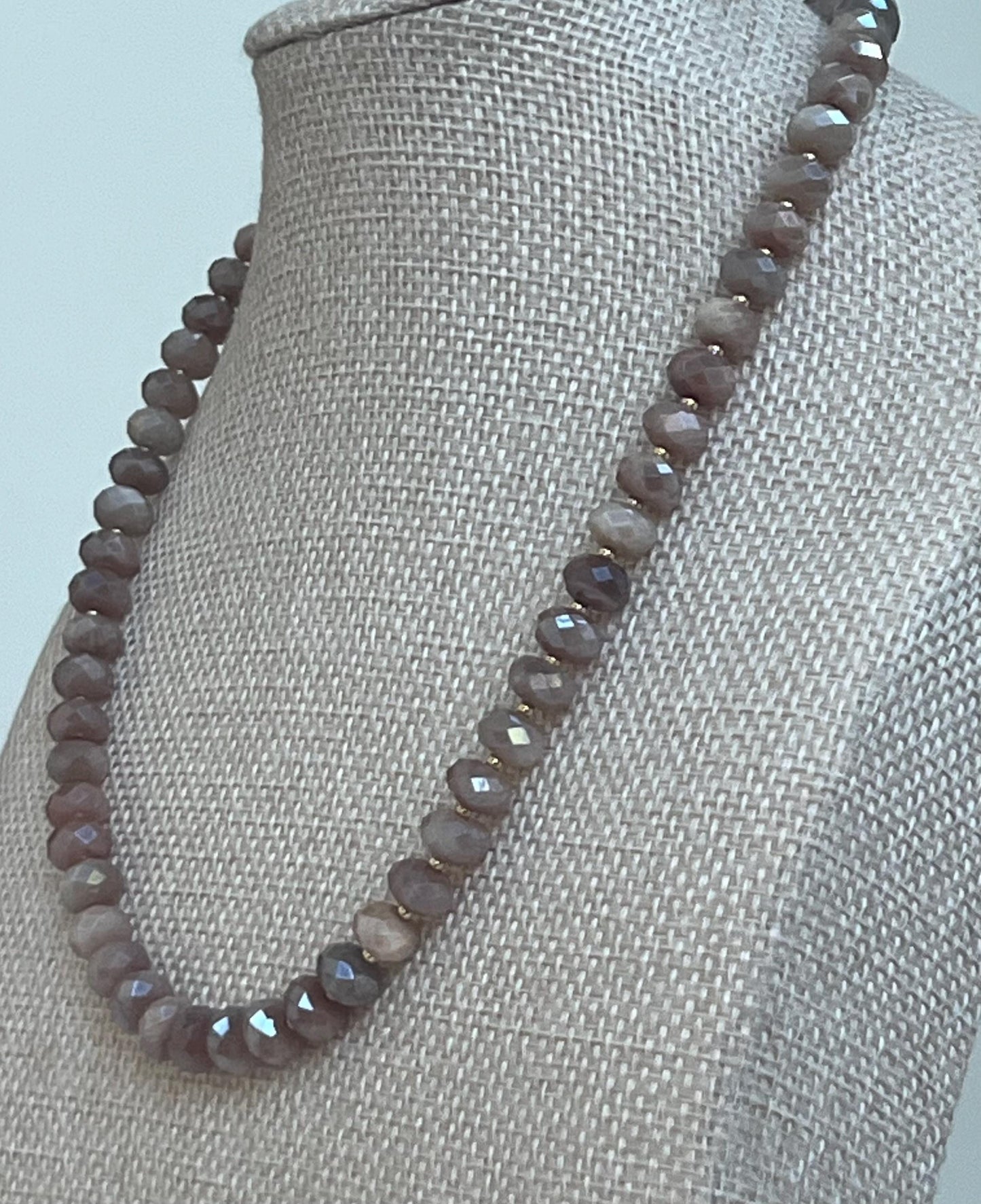 Peach Moonstone Beaded Necklace