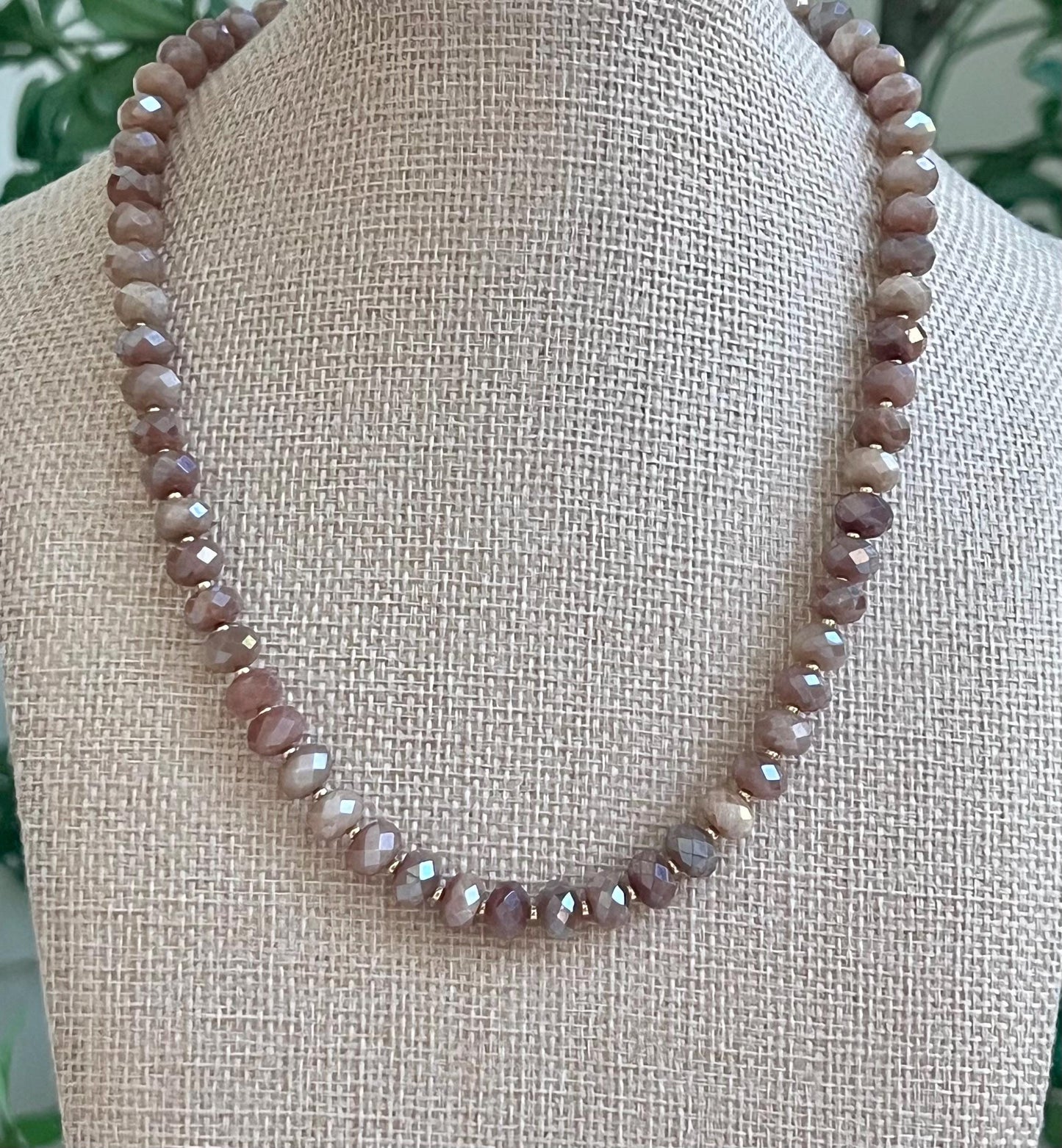 Peach Moonstone Beaded Necklace