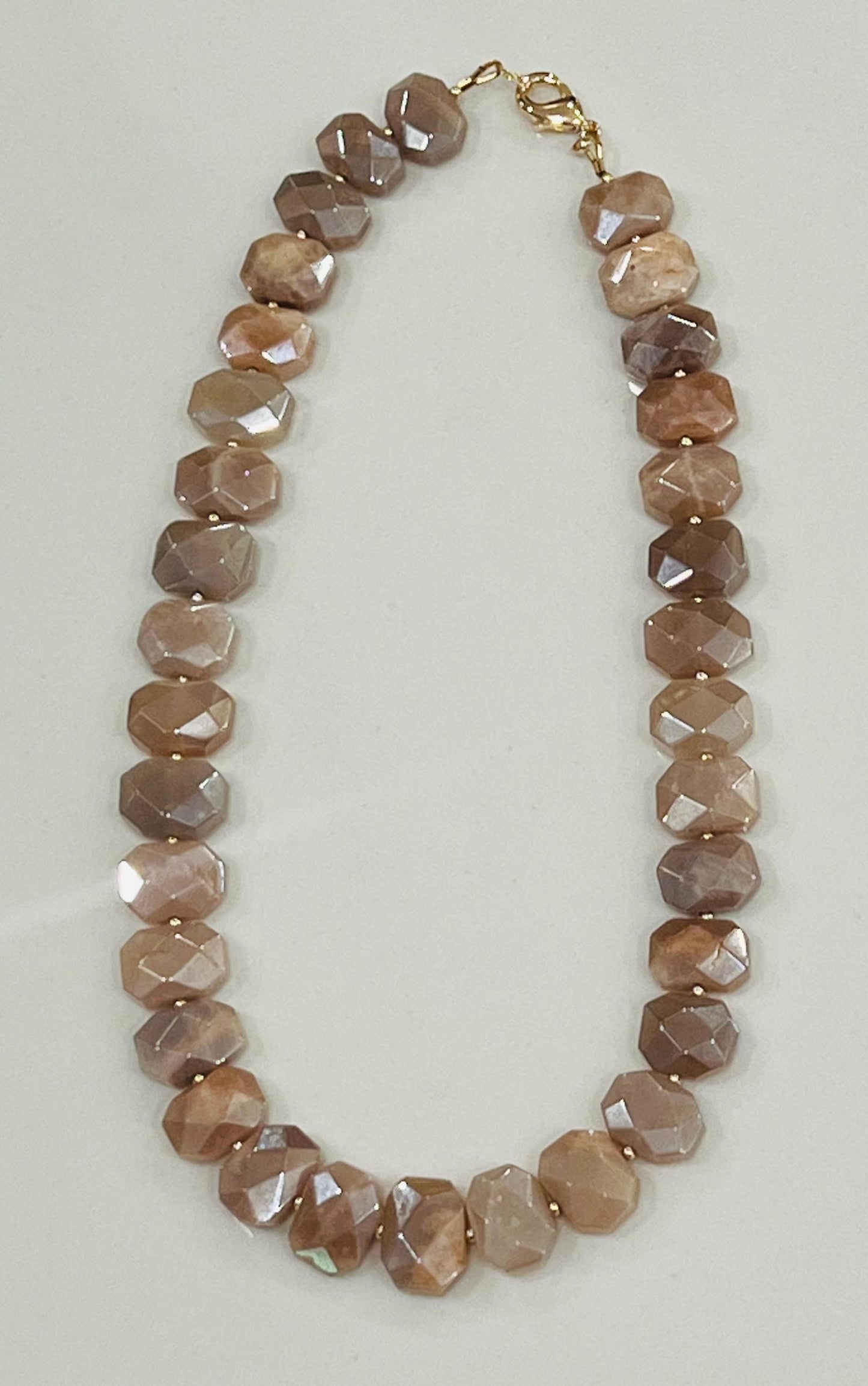 Peach Moonstone Beaded Necklace