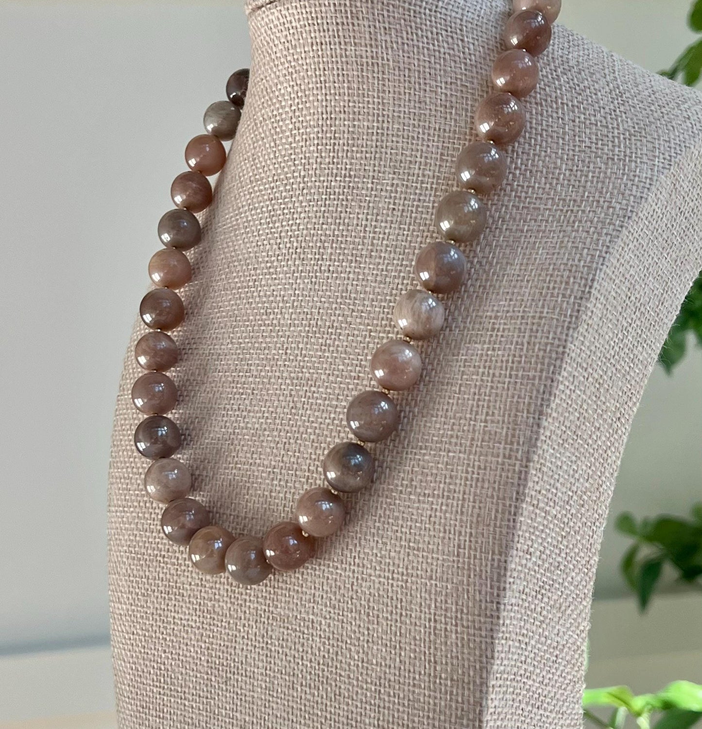 Peach Moonstone Beaded Necklace
