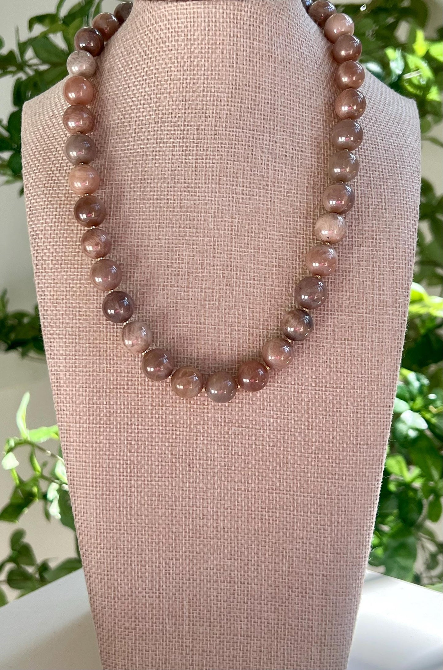 Peach Moonstone Beaded Necklace