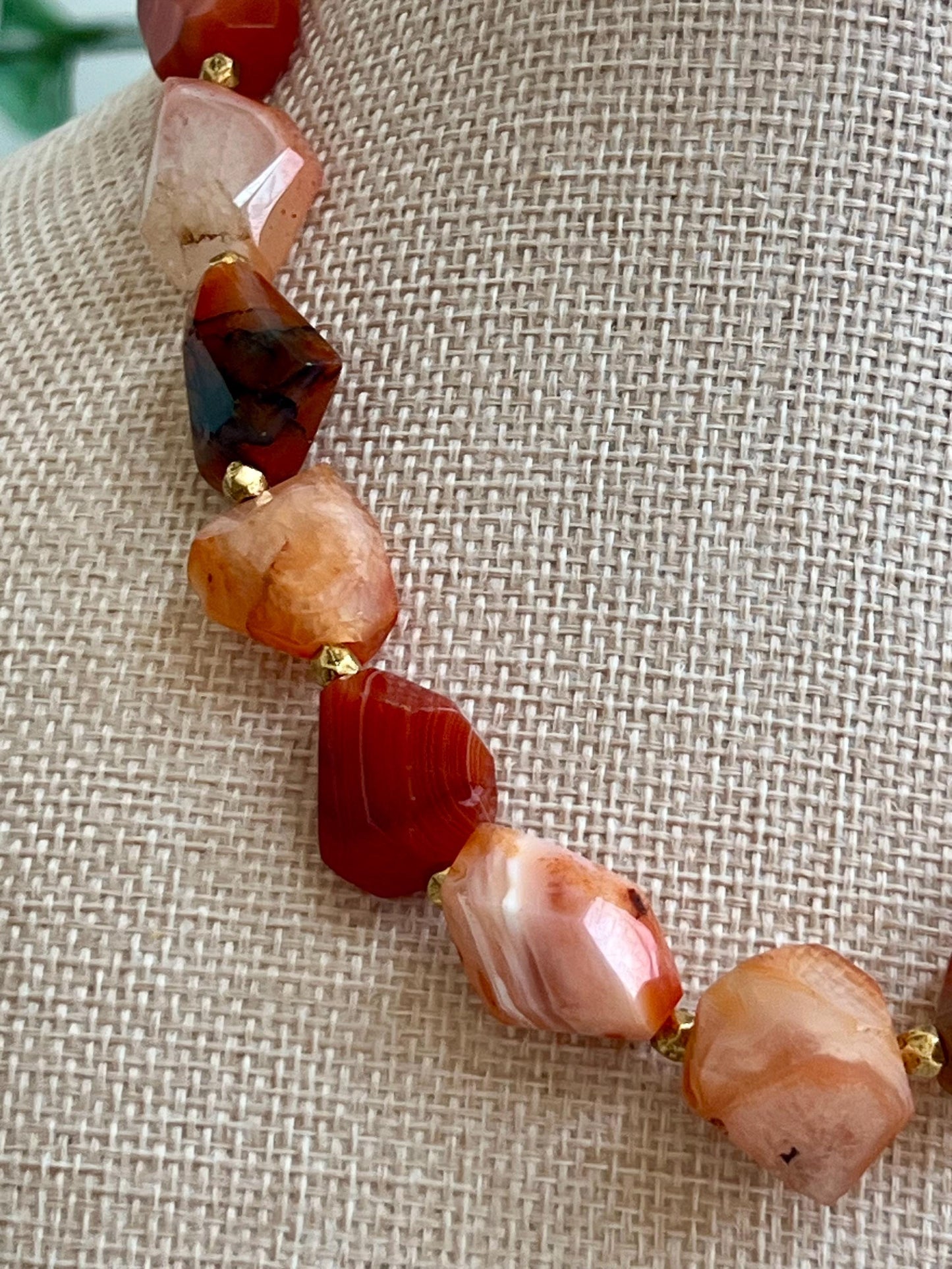 Red Botswana Agate Chunky Beaded Necklace Red Botswana Agate Faceted Nugget Chunk Beads Size 15-20mm Stones Natural Gemstone Necklace