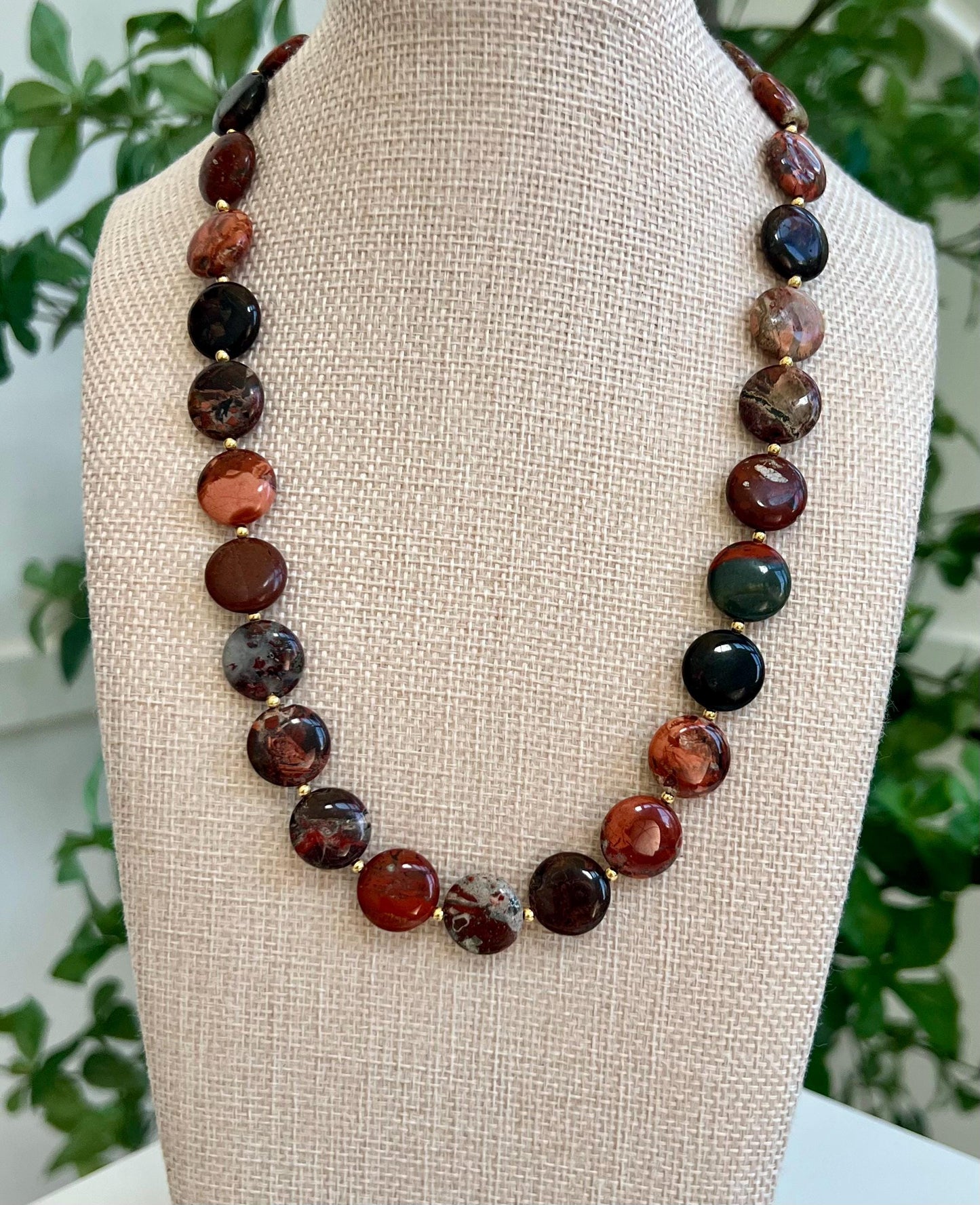 Green Chrysocolla Beaded Necklace with 18k Gold Filled Clasp and Accent Beads Natural Semi-Precious Gemstone Colorful Beaded Necklace