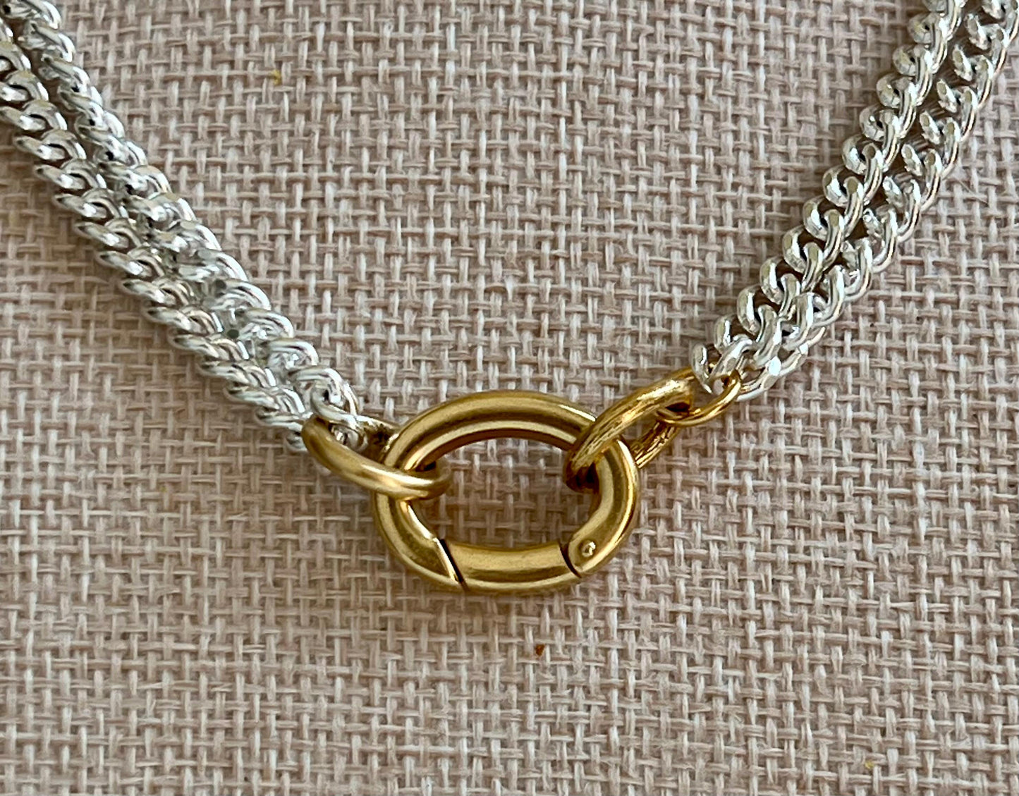 Silver Double Curb Chain Necklace