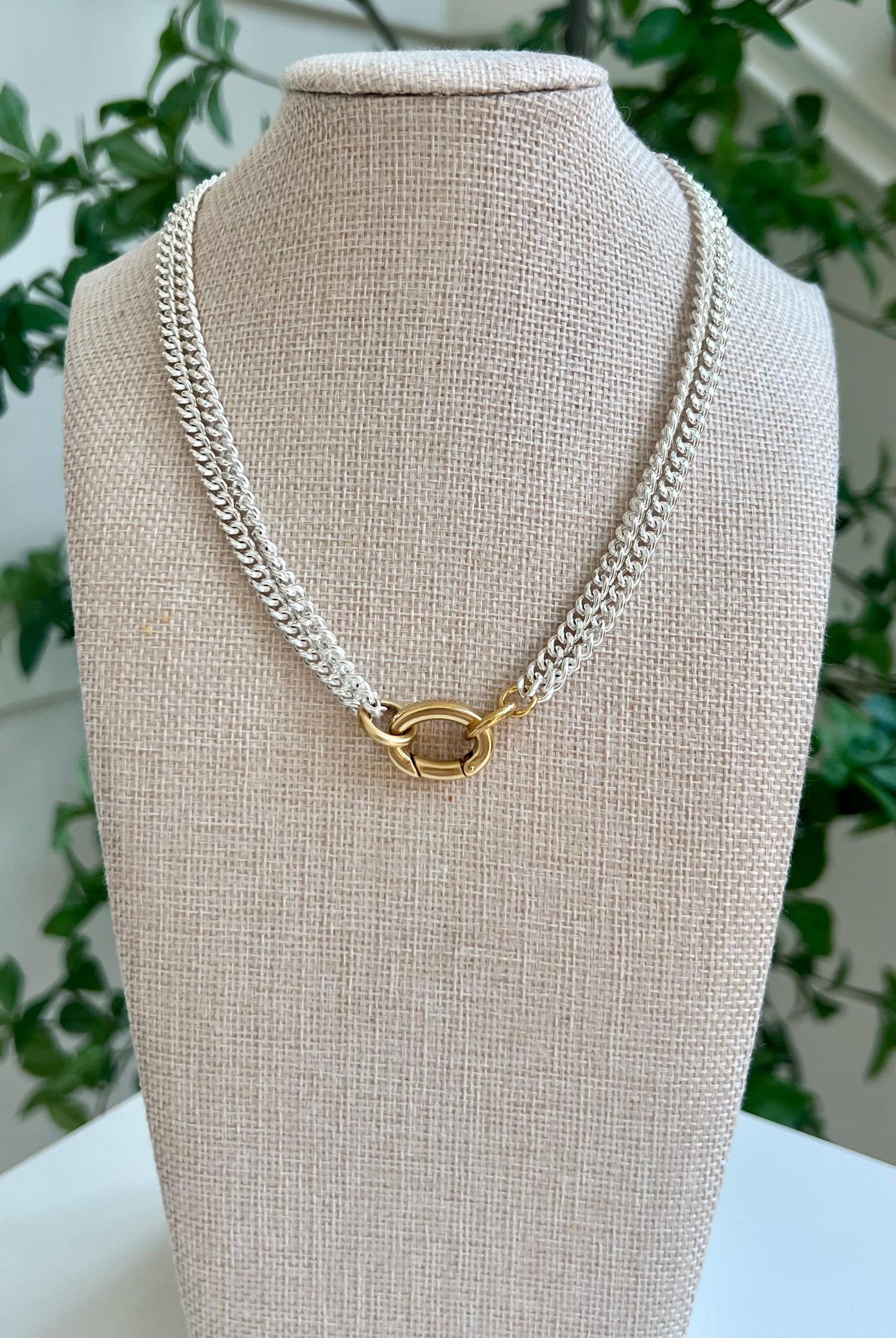 Silver Double Curb Chain Necklace