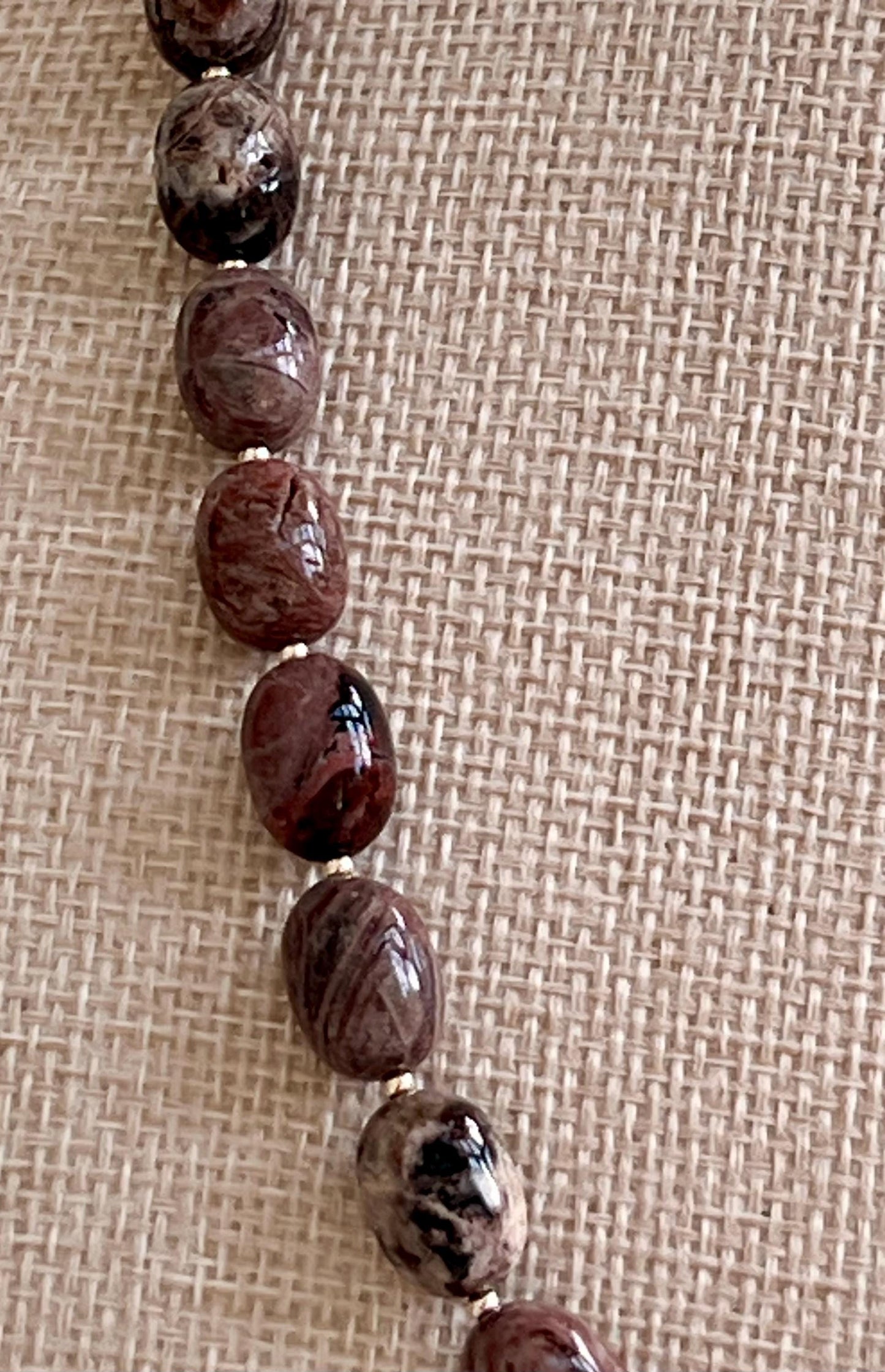 Pietersite Beaded Necklace 18k Gold Filled Clasp/Accent Beads Semi-Precious Gemstone Necklace Pietersite Beads Earthtones