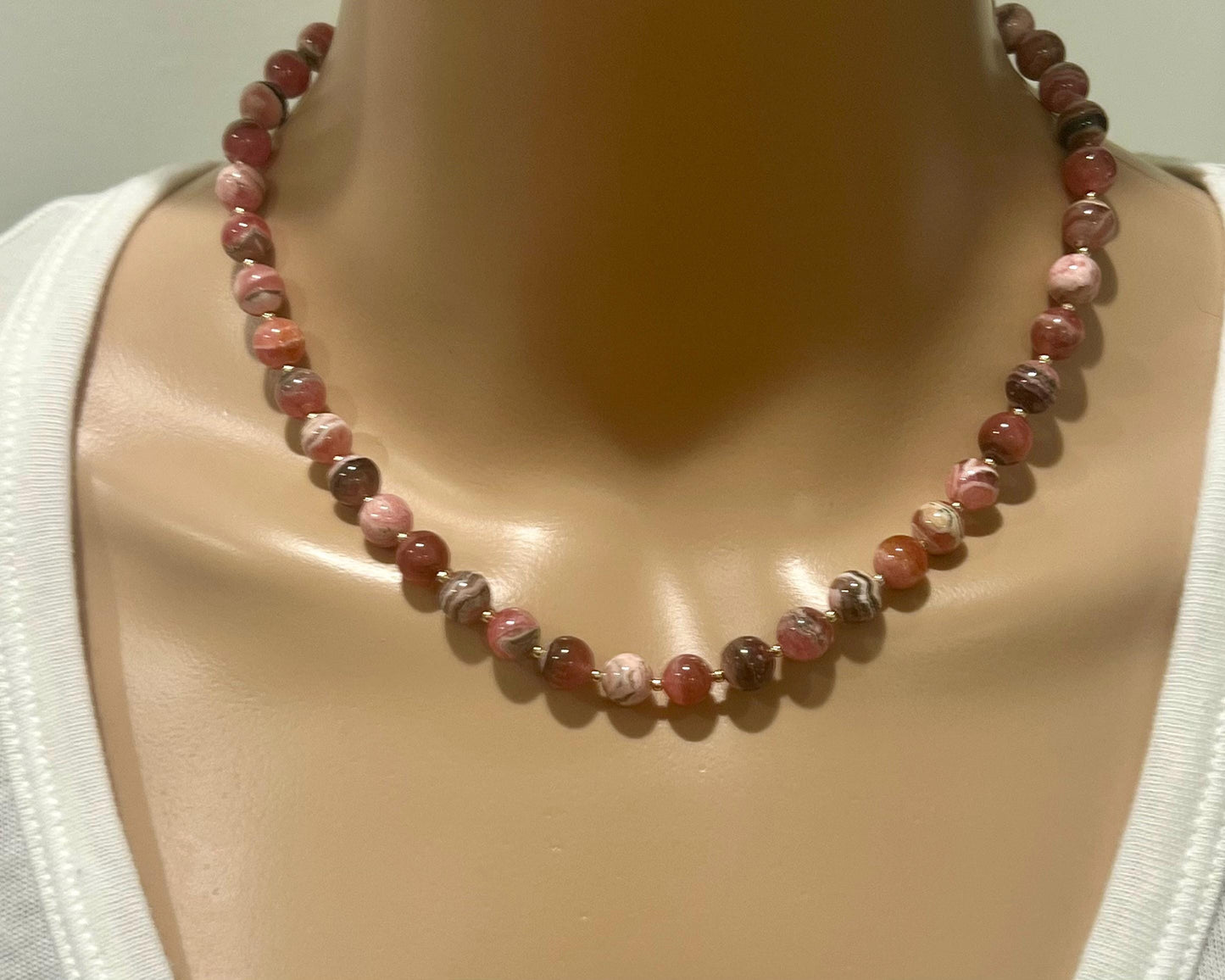 Rhodochrosite Beaded Necklace