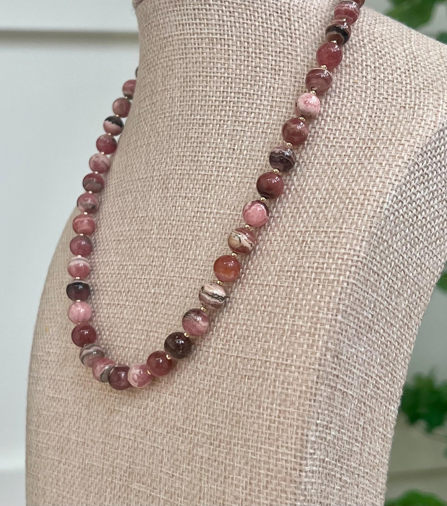 Rhodochrosite Beaded Necklace