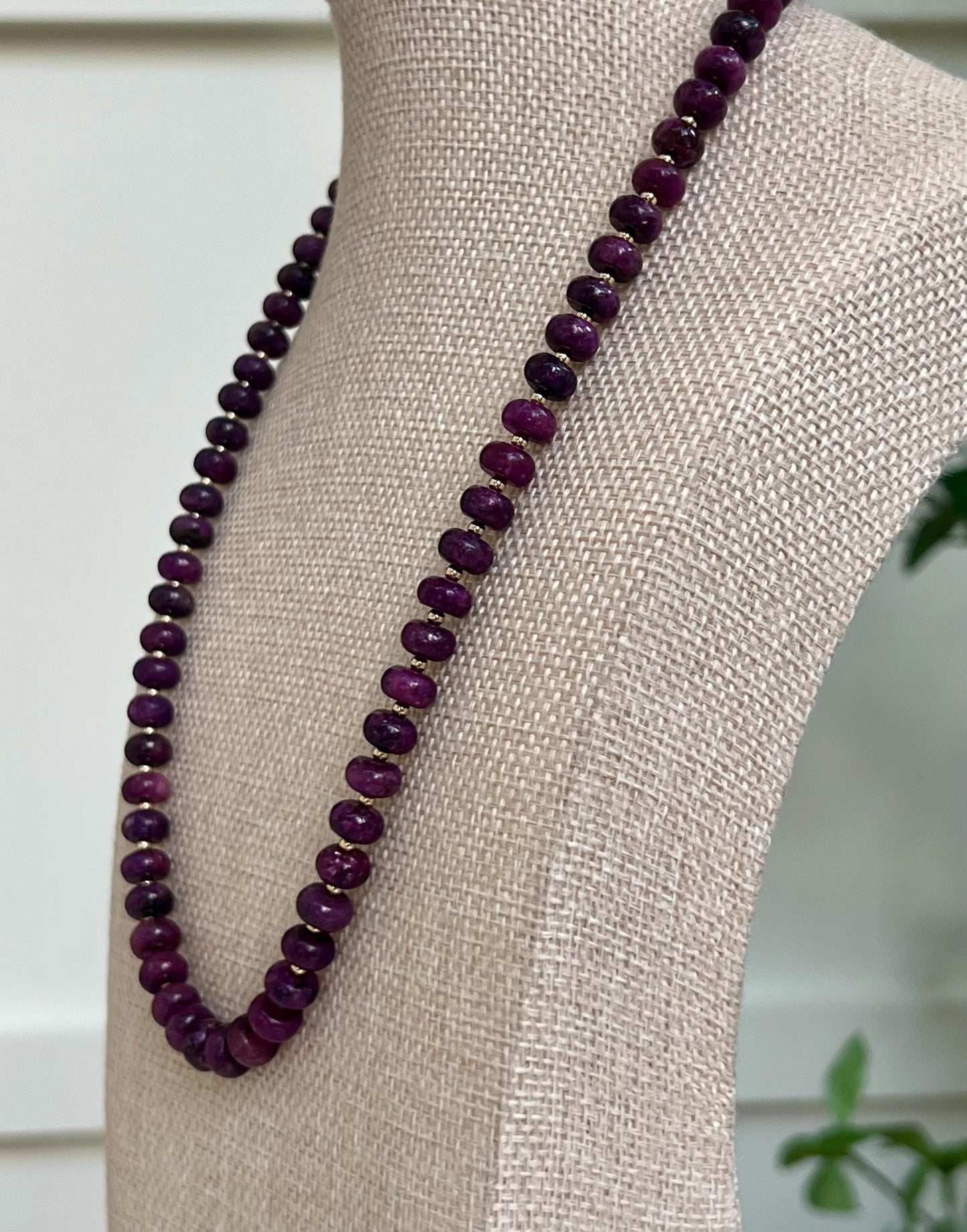 Dark Lepidolite Beaded Necklace