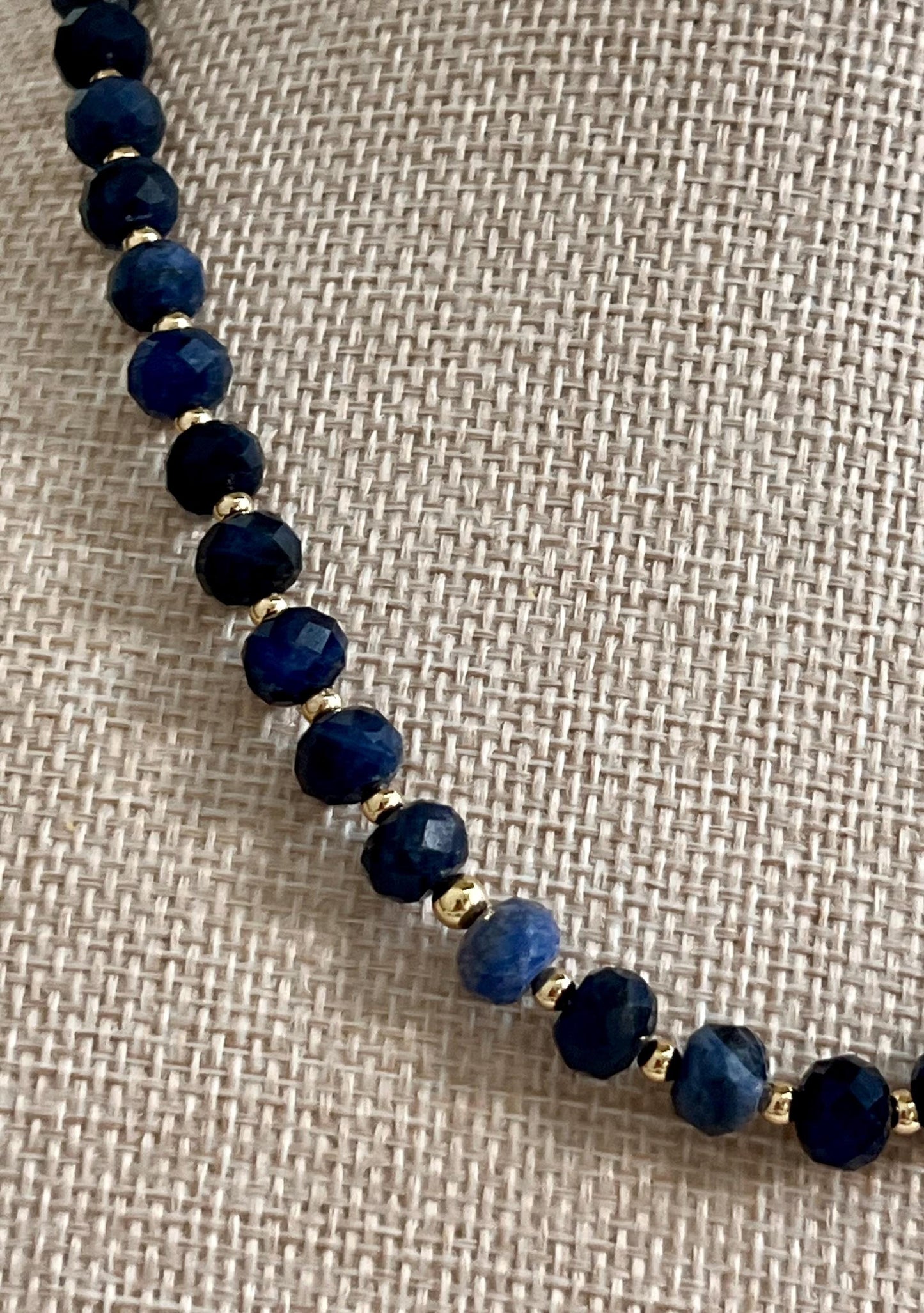 Sodalite Beaded Necklace 5x8mm Faceted Rondelle Sodalite Beaded Necklace 18k Gold Filled Clasp/Accent Beads Natural Gemstone Necklace