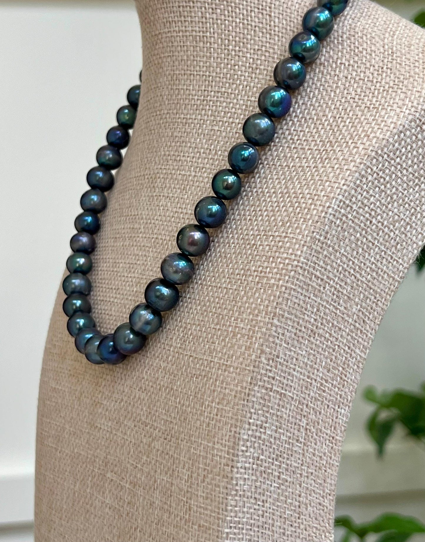 Peacock Pearl Beaded Necklace with 18k Gold Filled Clasp Grade A Peacock Pearl Natural Semi-Precious Gemstones Peacock Freshwater Pearls