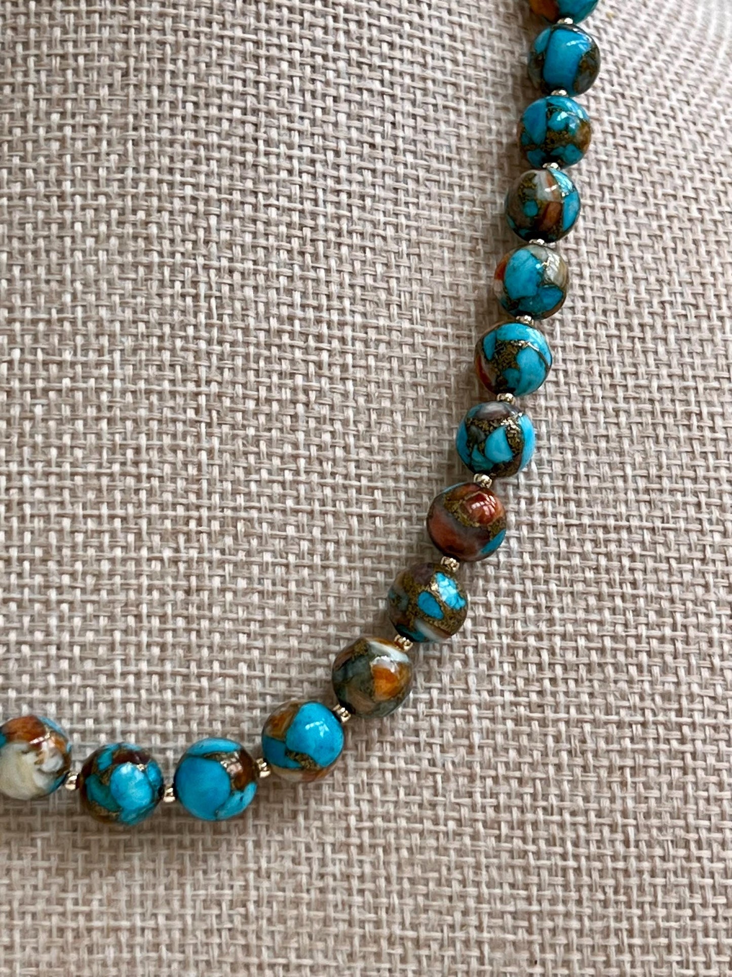 Natural Spiny Oyster Mohave Copper Turquoise Necklace