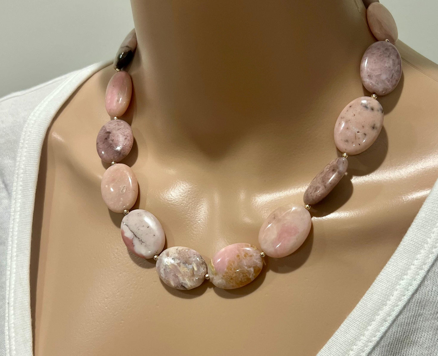 Pink Opal Beaded Necklace