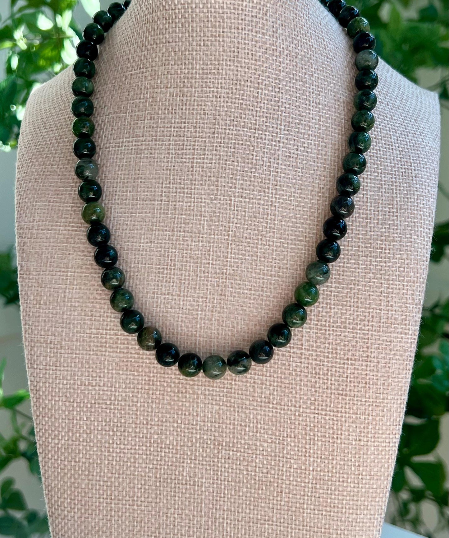 Diopside Beaded Necklace 18k Gold Filled Clasp/Beads Natural Gemstone Layering Beaded Necklace Gorgeous 8mm Smooth Round Green Stones