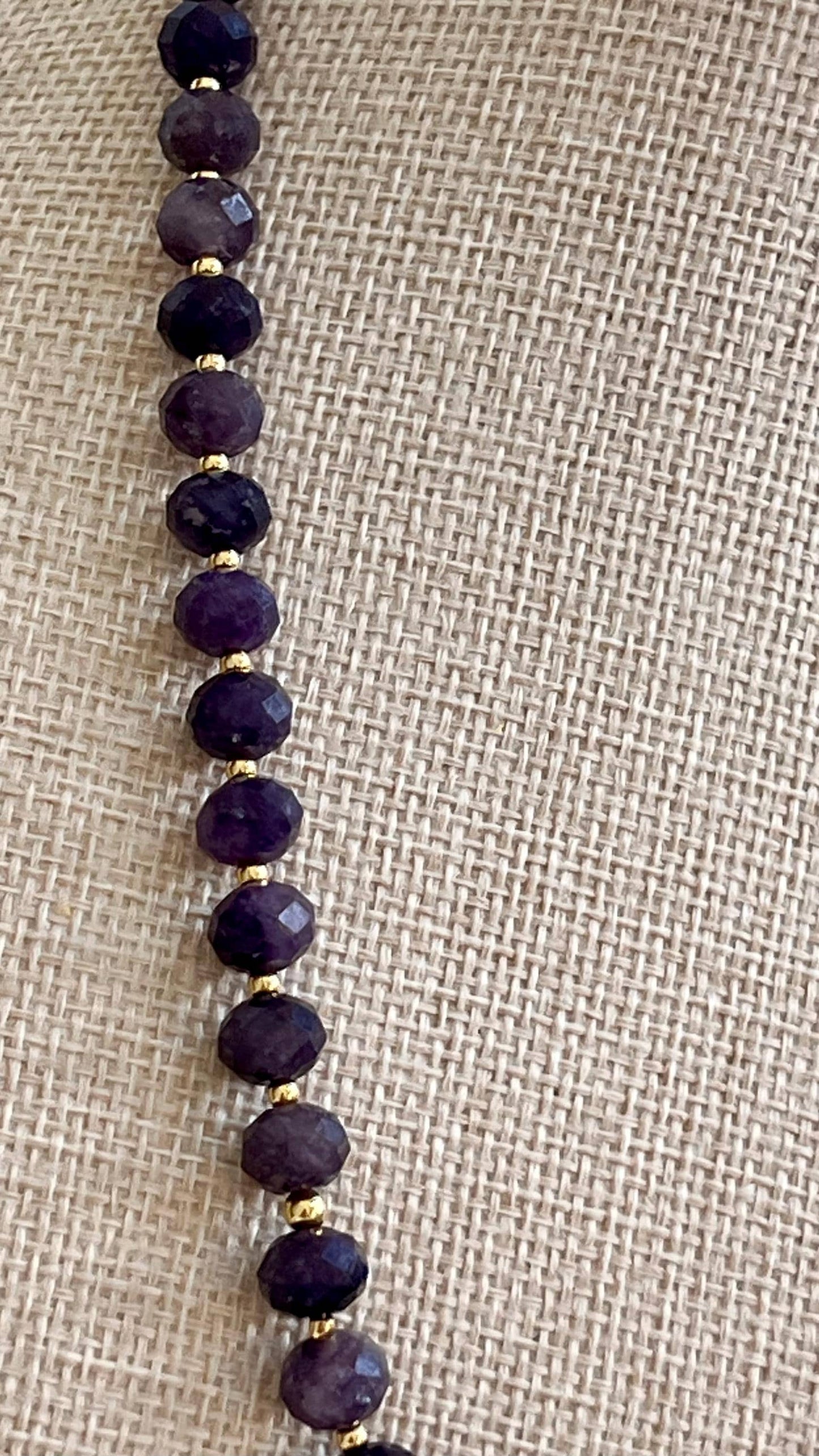 Dark Lepidolite Beaded Necklace