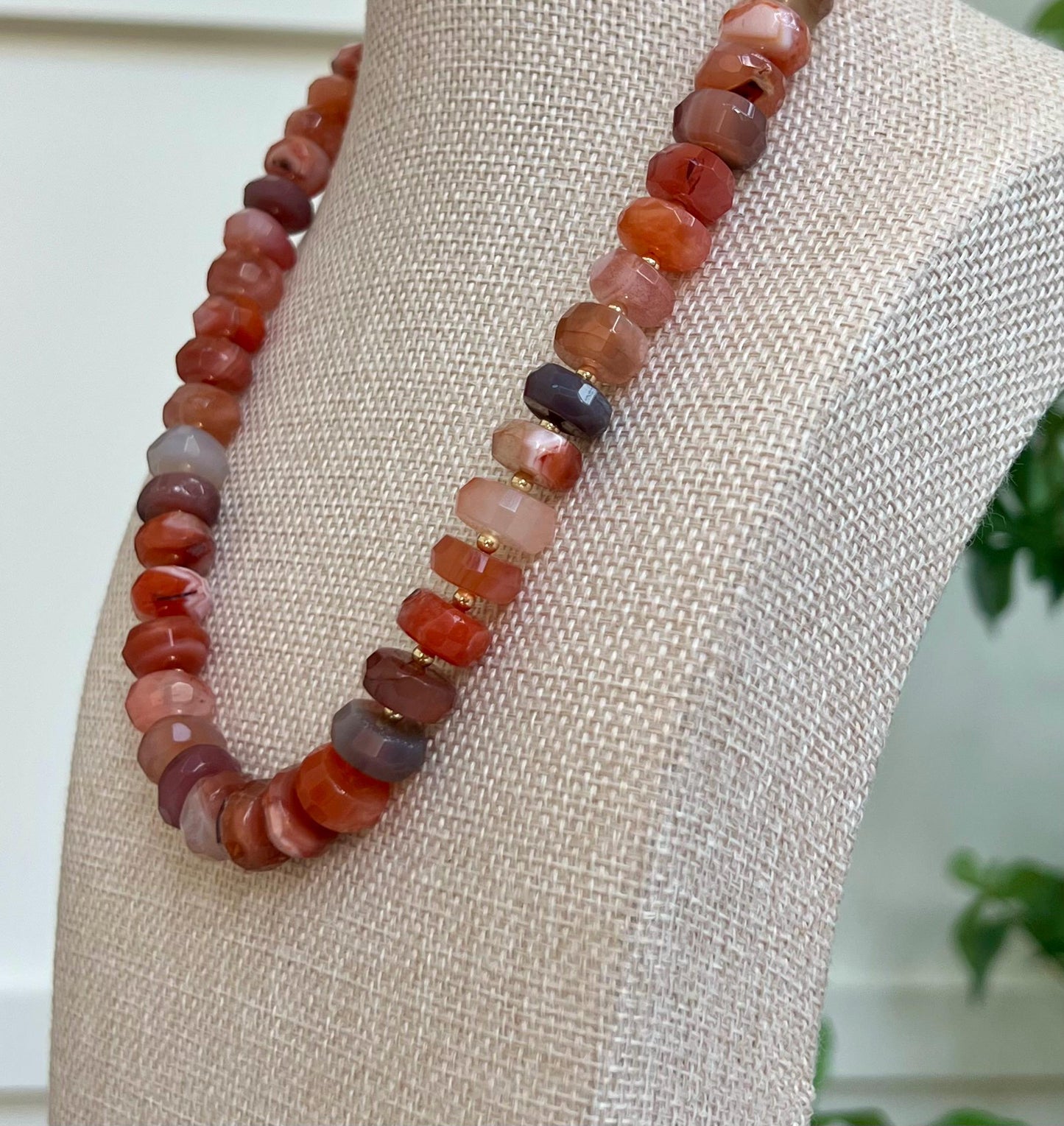 Red Botswana Agate Chunky Beaded Necklace