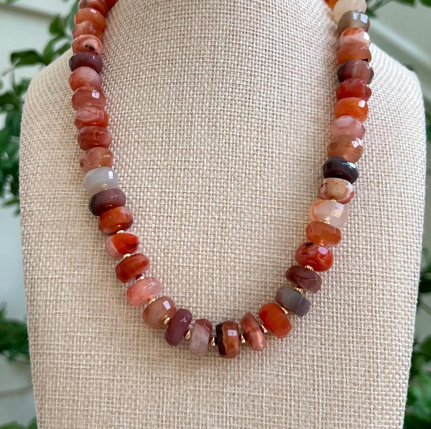 Red Botswana Agate Chunky Beaded Necklace