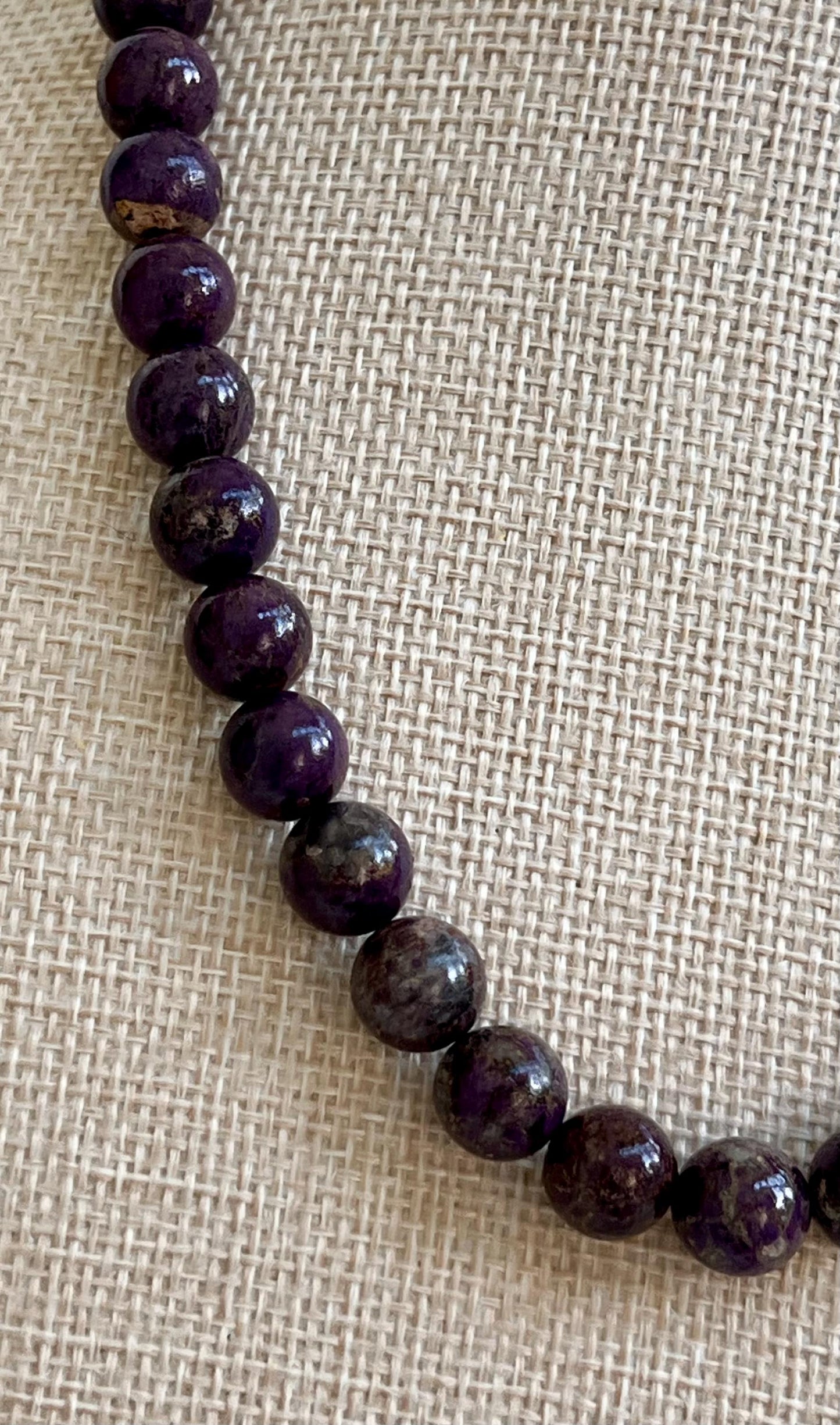 Stichtite Beaded Necklace 18k Gold Filled Clasp 10mm Smooth Round Beads Stichite Natural Gemstone Necklace Deep Purple Beaded Necklace