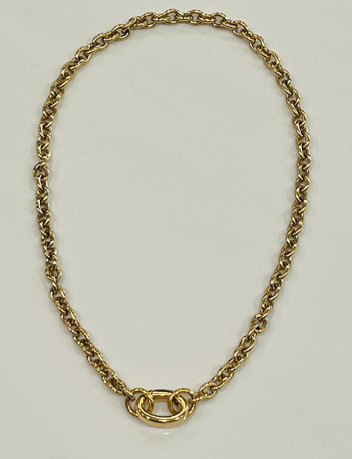 Gold Thick Cable Chain Necklace Roman Coin Drop