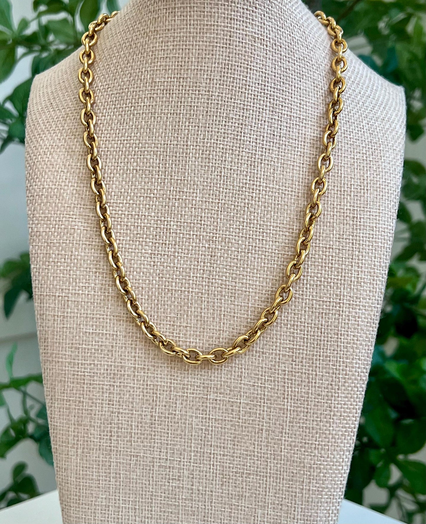 Gold Thick Cable Chain Necklace Roman Coin Drop