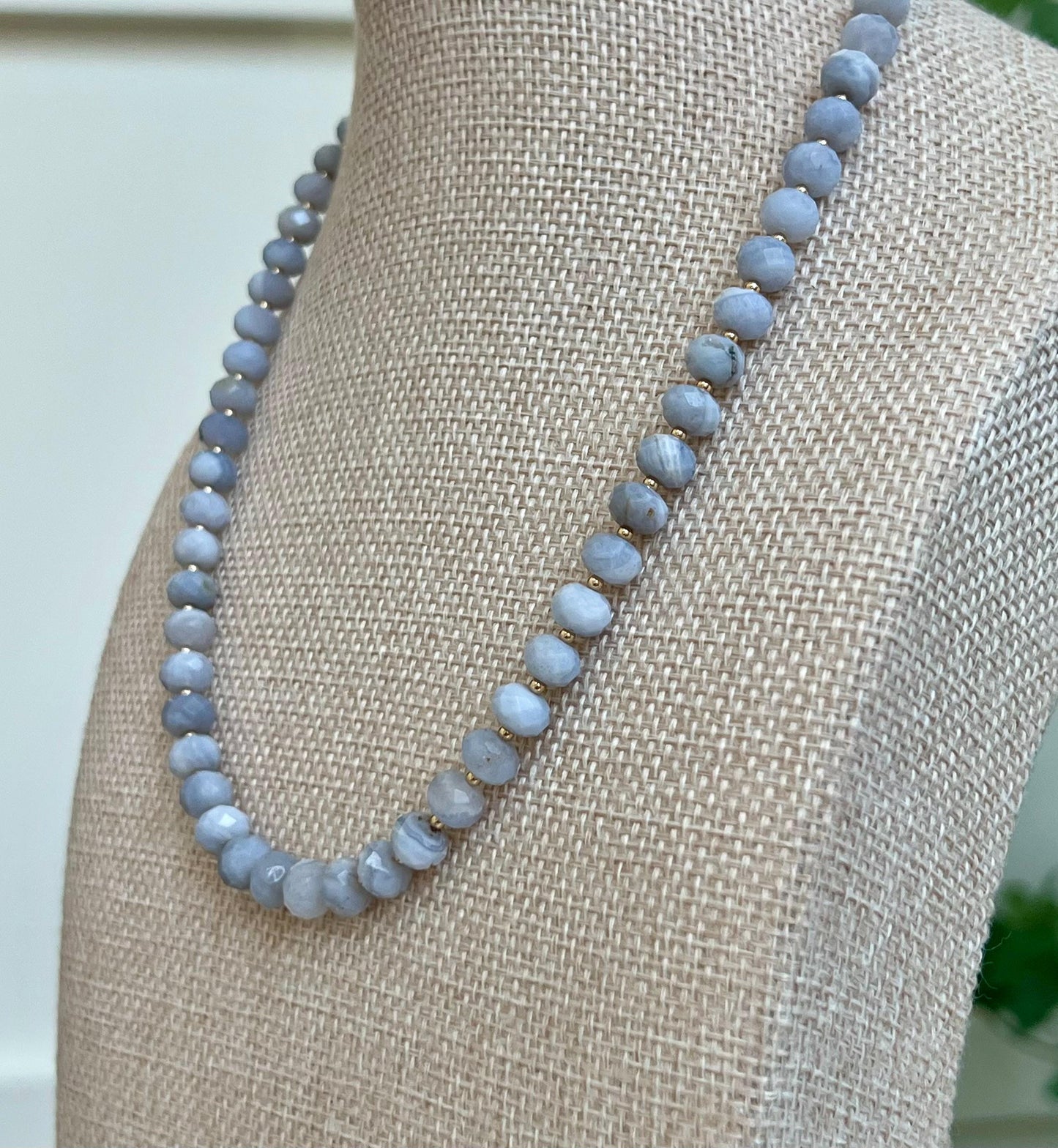 Blue Lace Agate Beaded Necklace