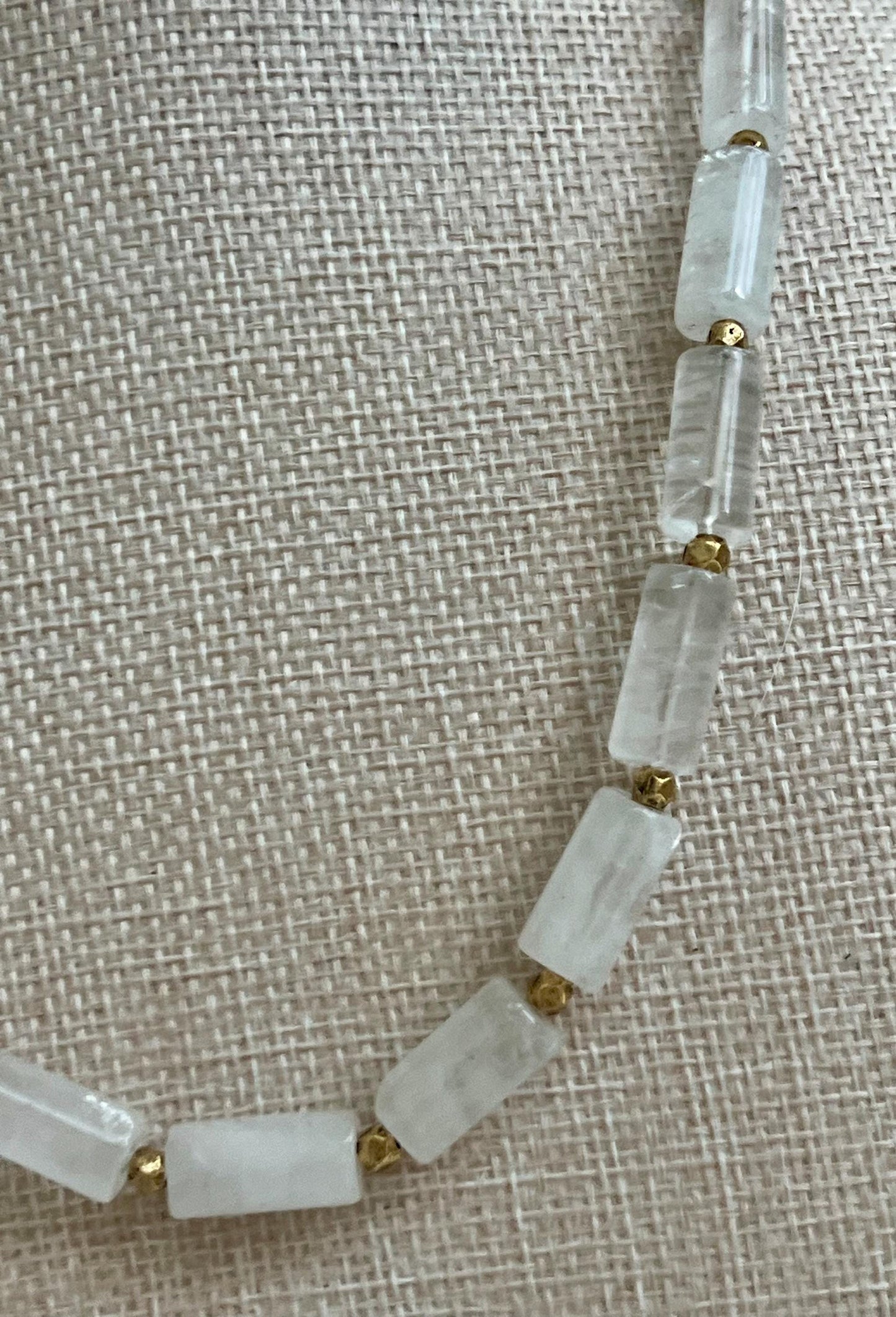 Clear Quartz Beaded Necklace Non-Tarnish Gold Plated Pewter Toggle Clasp/Beads Clear Quartz Layering Necklace Semi-Precious Gemstones