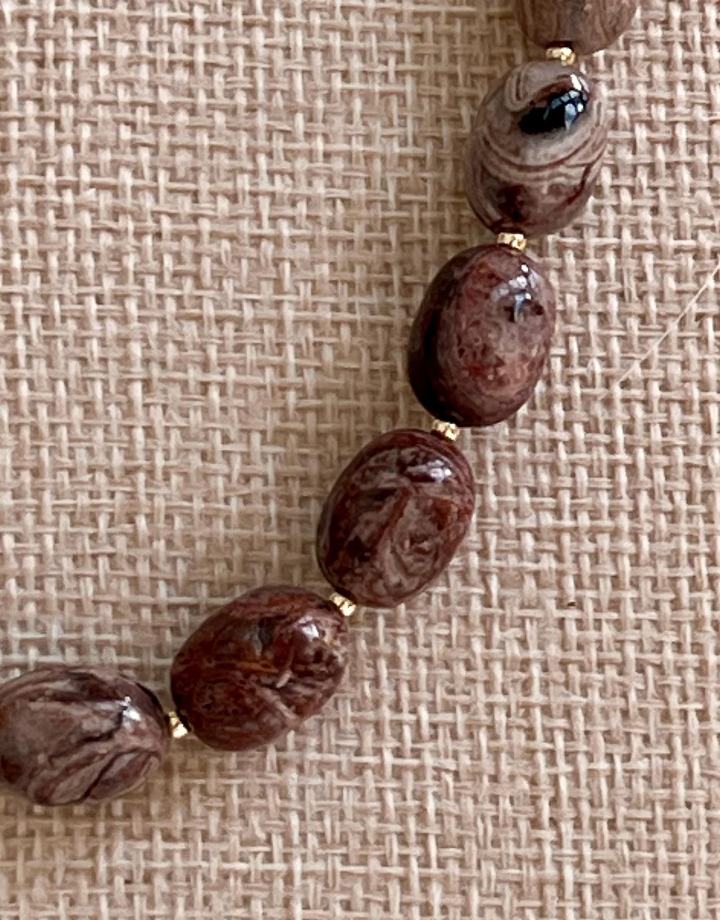 Pietersite Beaded Necklace 18k Gold Filled Clasp/Accent Beads Semi-Precious Gemstone Necklace Pietersite Beads Earthtones