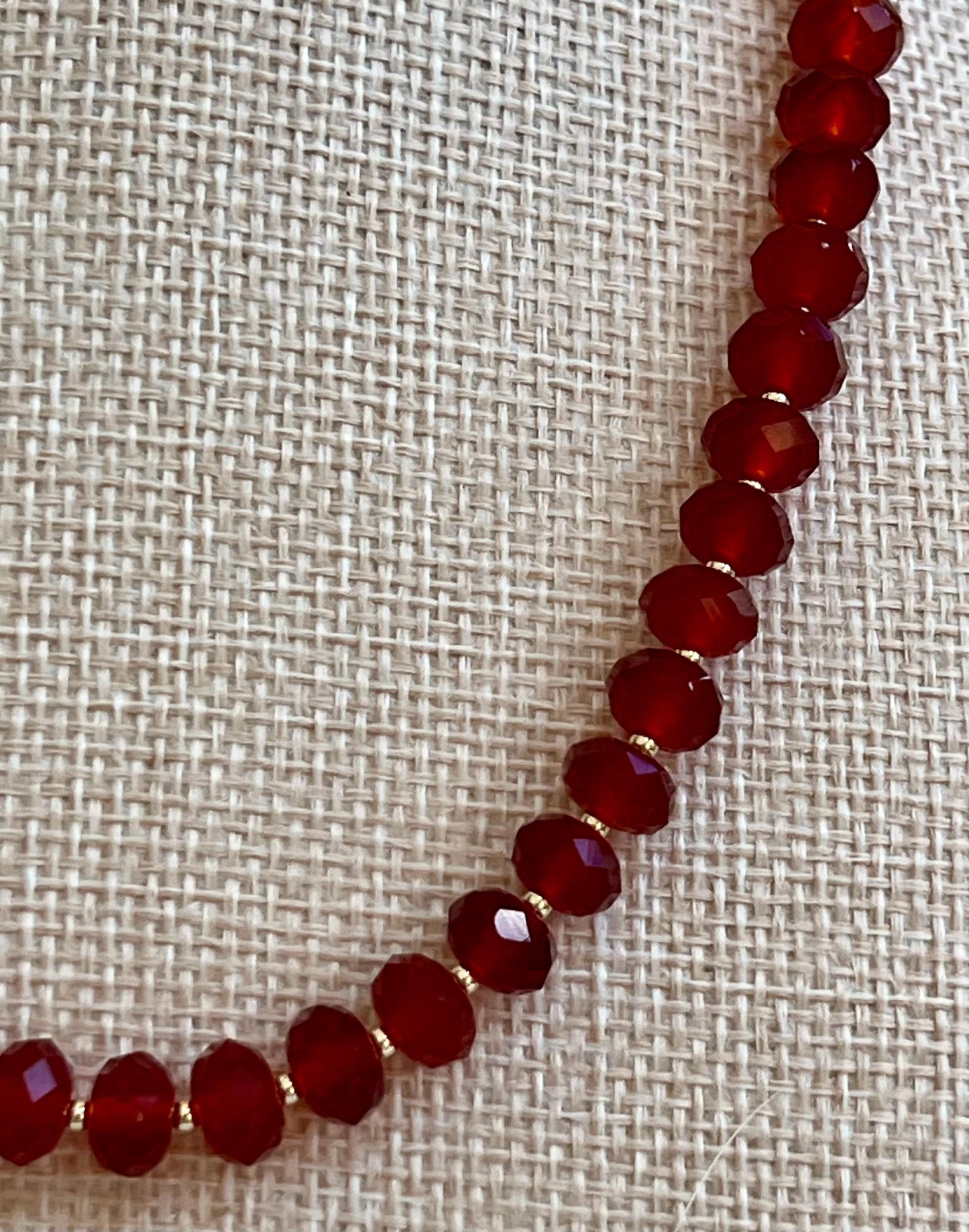 Carnelian Beaded Necklace 18k Gold Filled Clasp/Beads 6x8mm Faceted Rondelle Carnelian Beads Semi-Precious Gemstone Necklace Orange Beaded