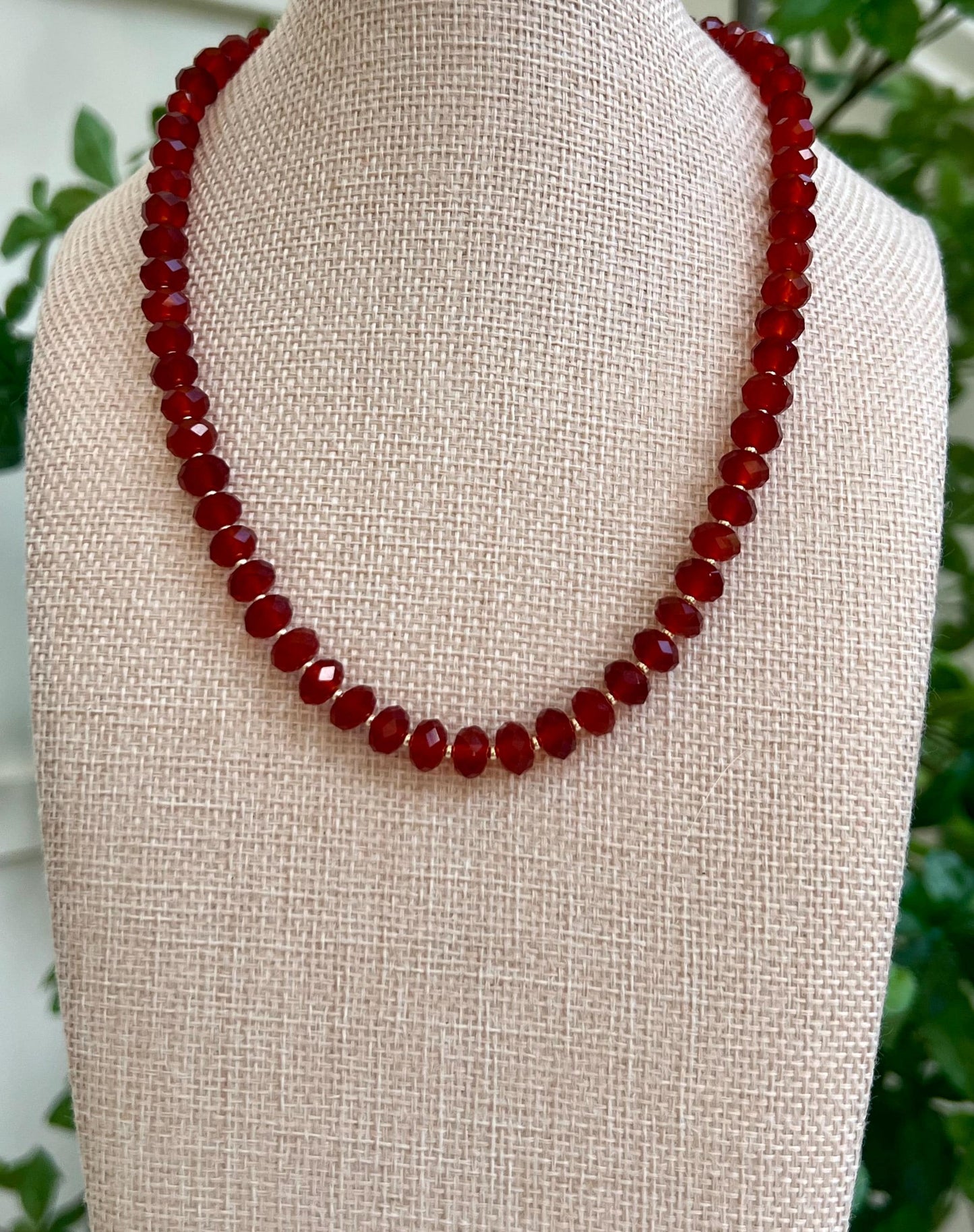 Carnelian Beaded Necklace 18k Gold Filled Clasp/Beads 6x8mm Faceted Rondelle Carnelian Beads Semi-Precious Gemstone Necklace Orange Beaded