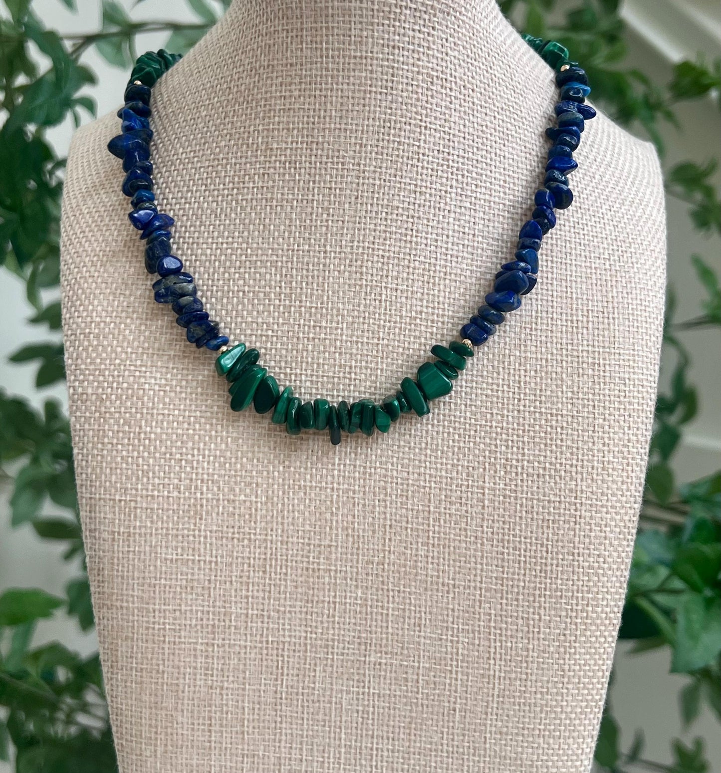 Malachite and Lapis Beaded Necklace
