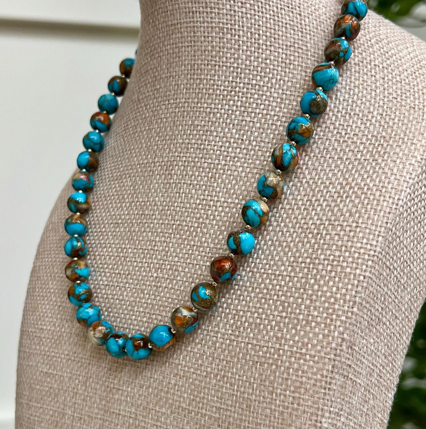 Natural Spiny Oyster Mohave Copper Turquoise Necklace