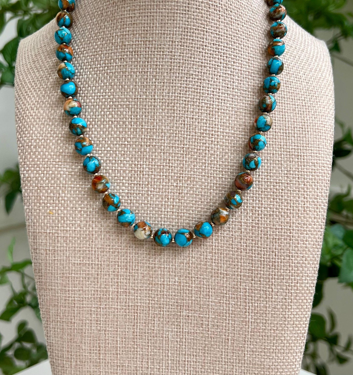 Natural Spiny Oyster Mohave Copper Turquoise Necklace