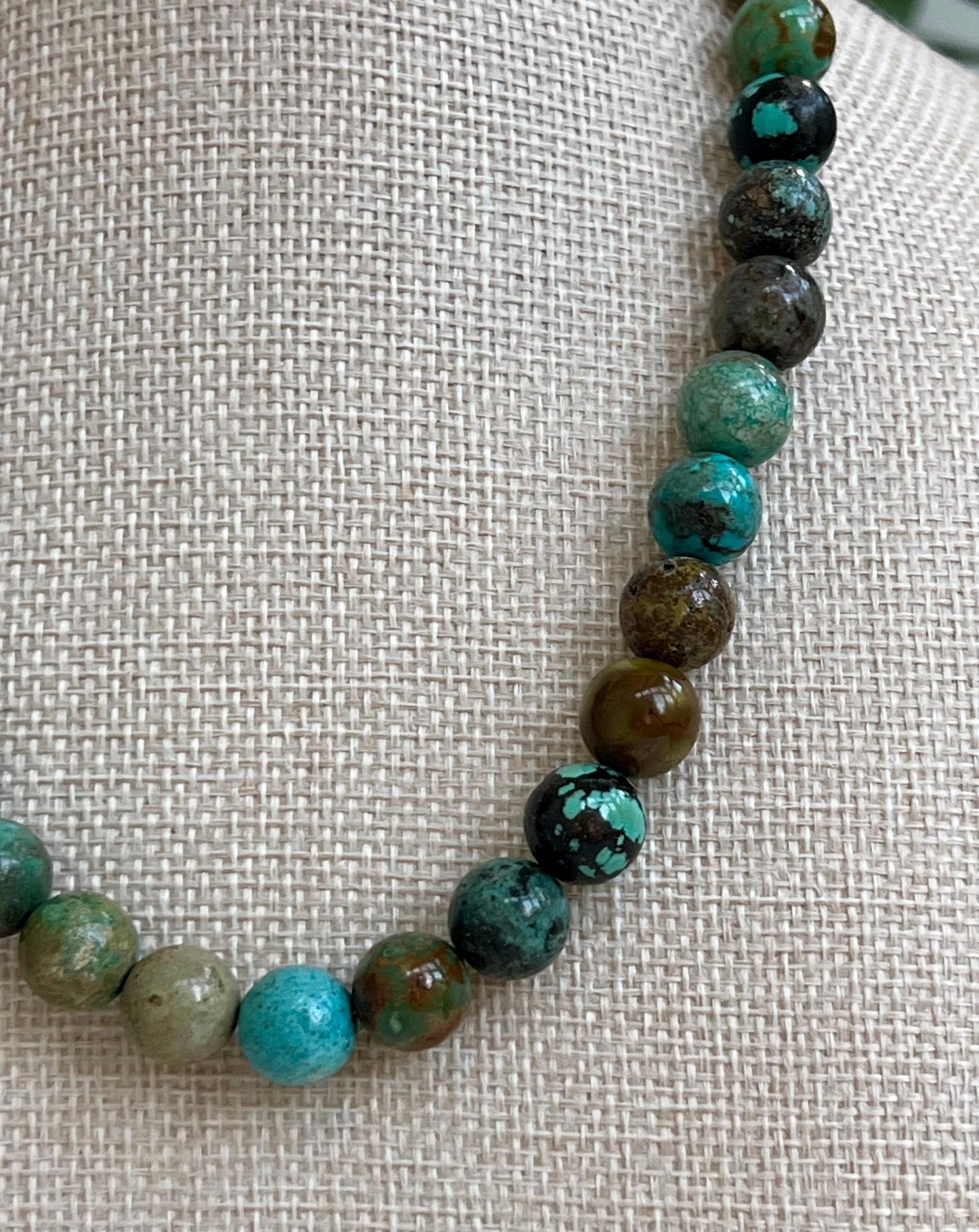 Natural Turquoise Beaded Necklace 18k Gold Filled Clasp/Beads Smooth Round 11mm Natural Turquoise Beads Gorgeous Colors