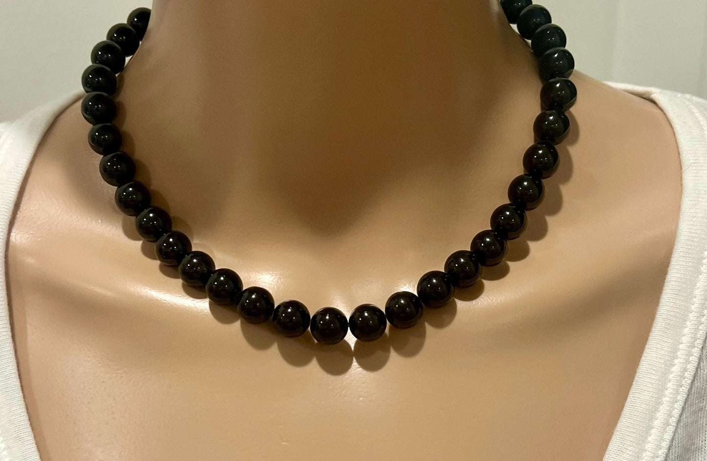 Black Tourmaline Beaded Necklace
