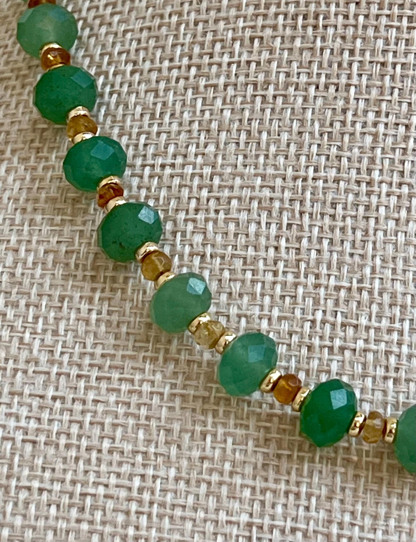 The Good Fortune Necklace Green Aventurine/Citrine Beaded Necklace with an 18k Gold Filled Clasp/Rondelle Beads Natural Gemstone Necklace