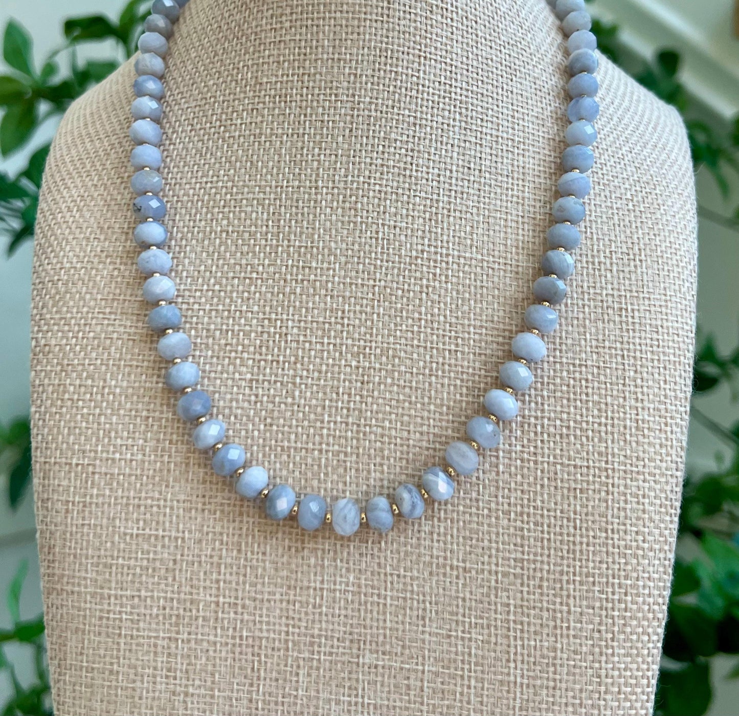 Blue Lace Agate Beaded Necklace