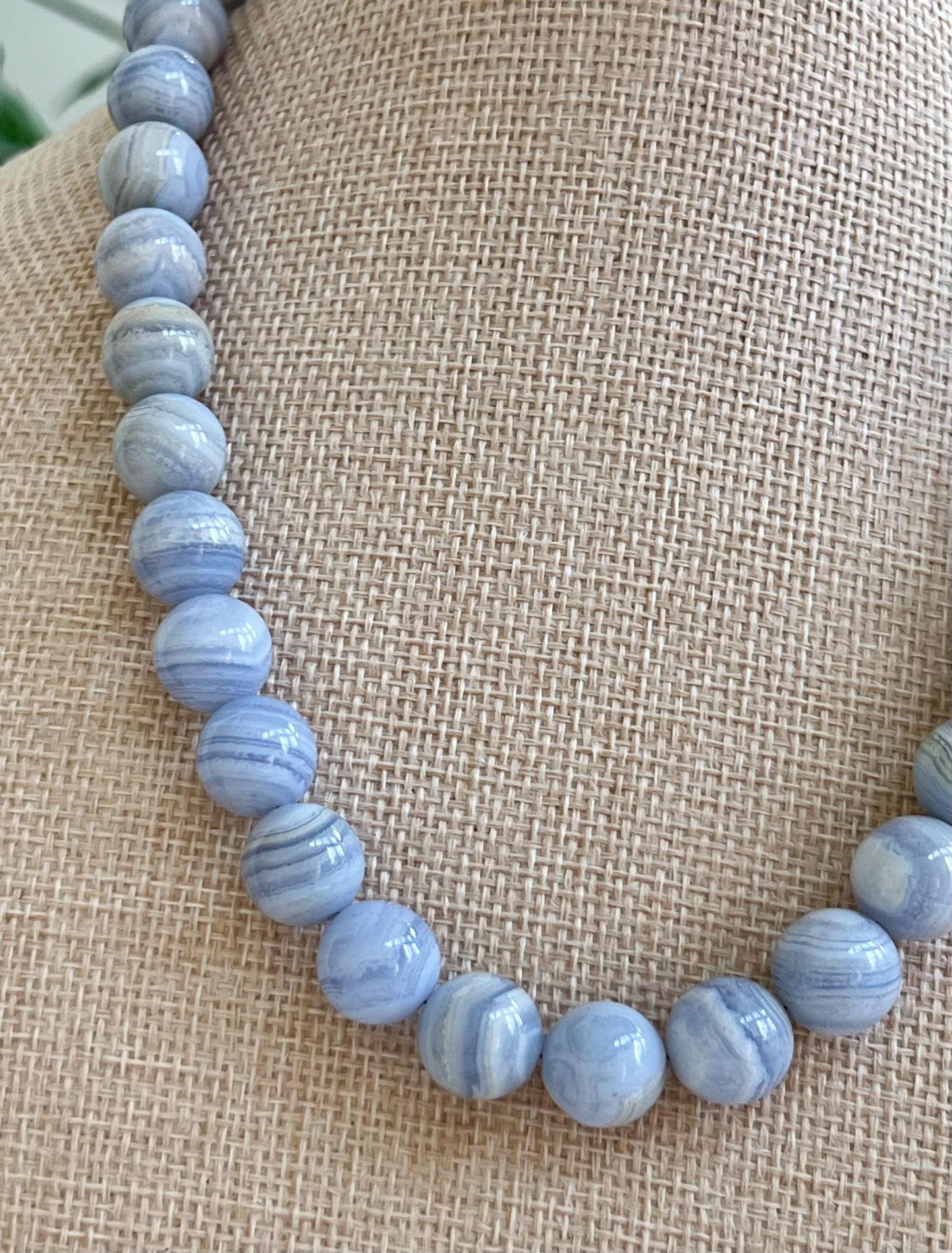 Blue Lace Agate Beaded Necklace