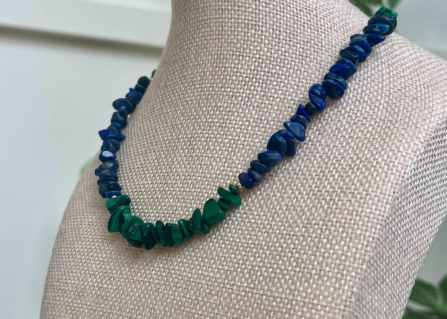 Malachite and Lapis Beaded Necklace