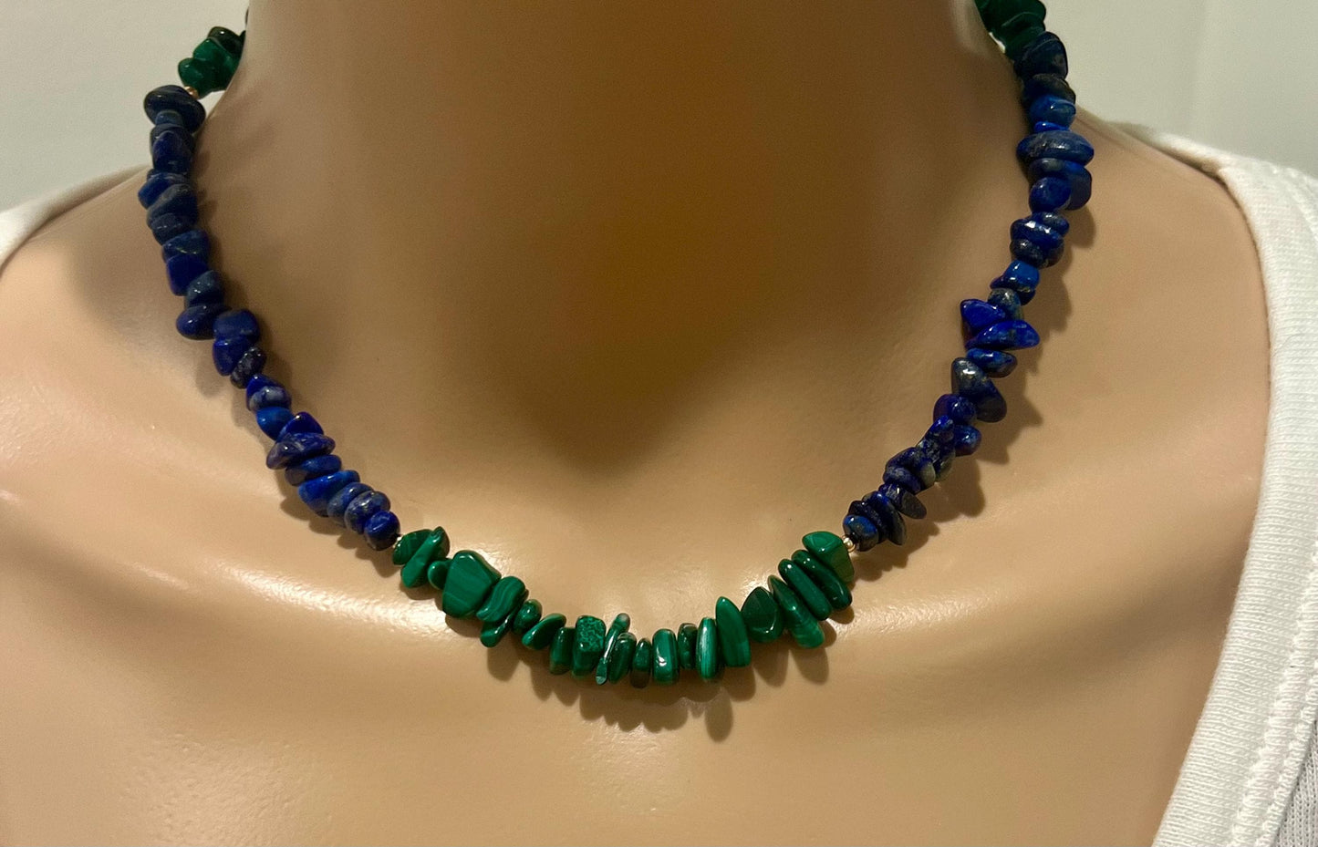 Malachite and Lapis Beaded Necklace