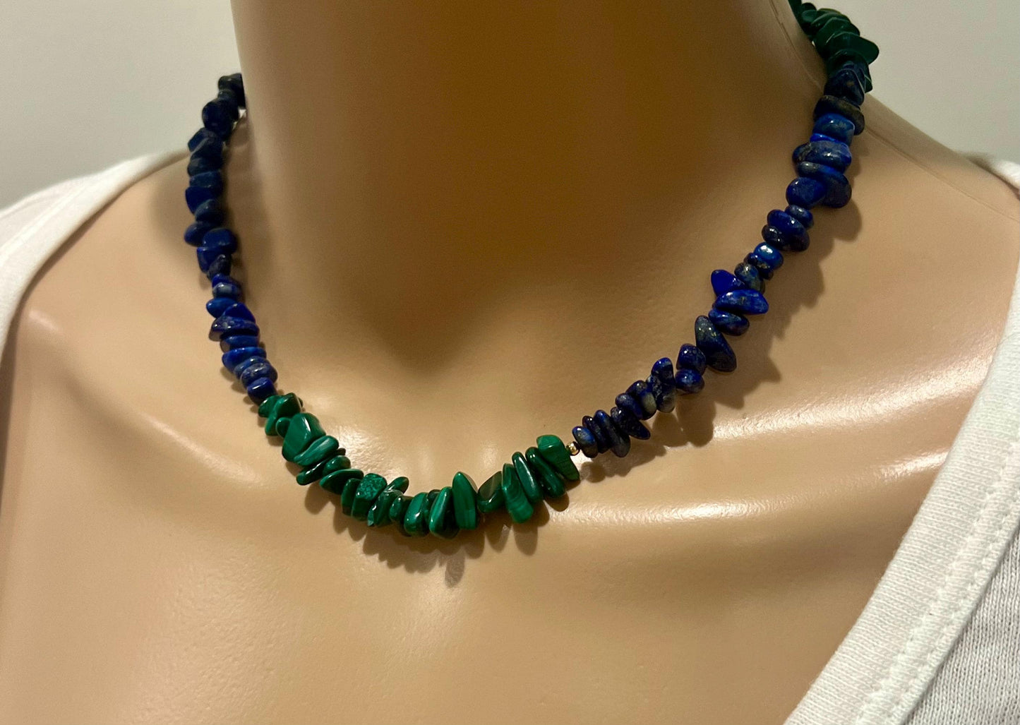 Malachite and Lapis Beaded Necklace